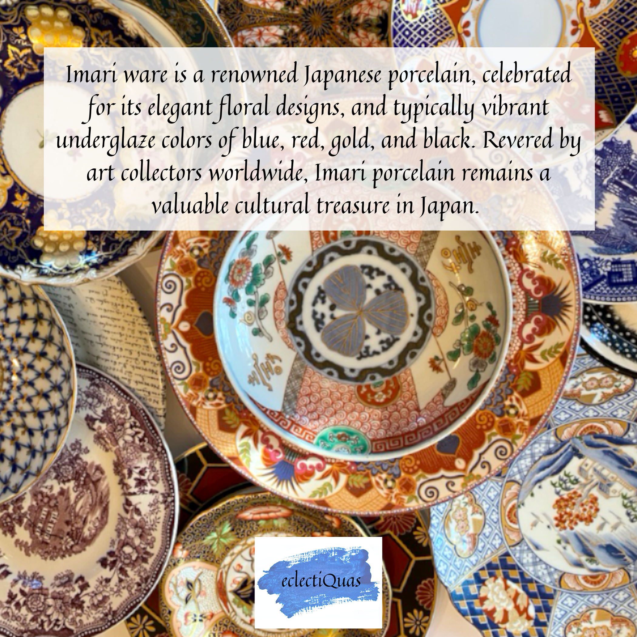Imari ware is a renowned Japanese porcelain, celebrated for its elegant floral designs, and typically vibrant underglaze colors of blue, red, gold, and black. Revered by art collectors worldwide, Imari porcelain remains a valuable cultural treasure in Japan.