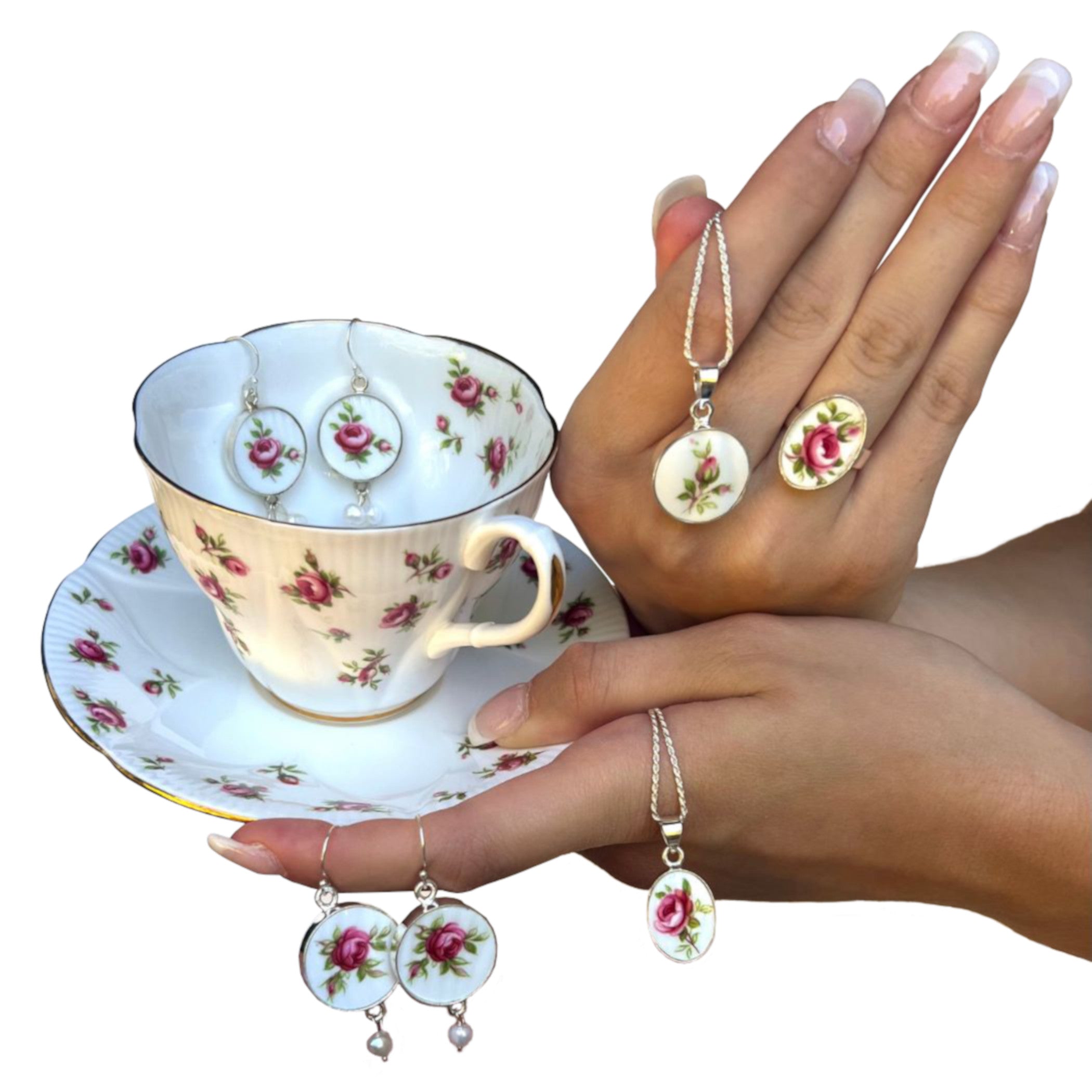 Vintage Royal Albert Rosalie Broken China Jewelry & Fine China Tea Cup and Saucer