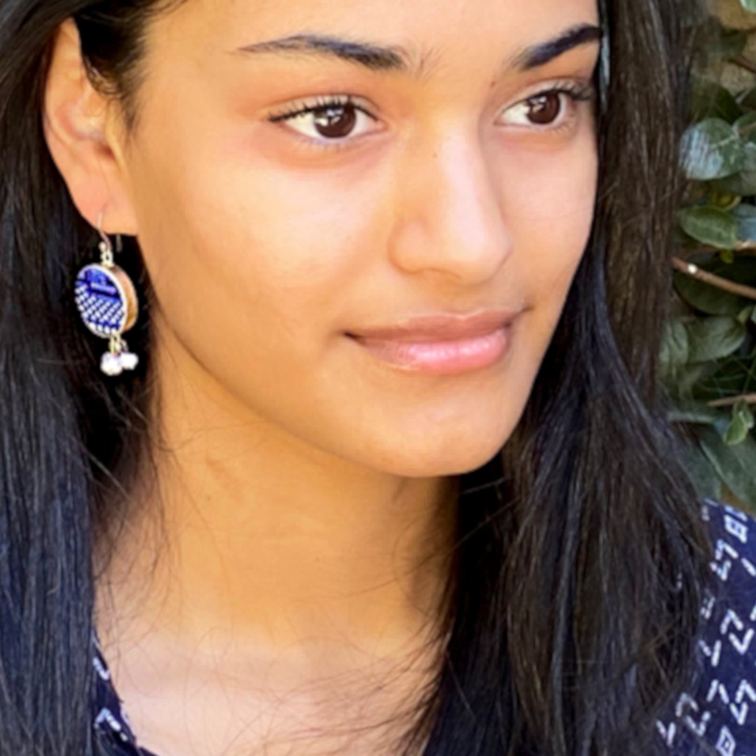 Blue Willow China Earrings handmade with Upcycled China & Tiny Pearl Clusters