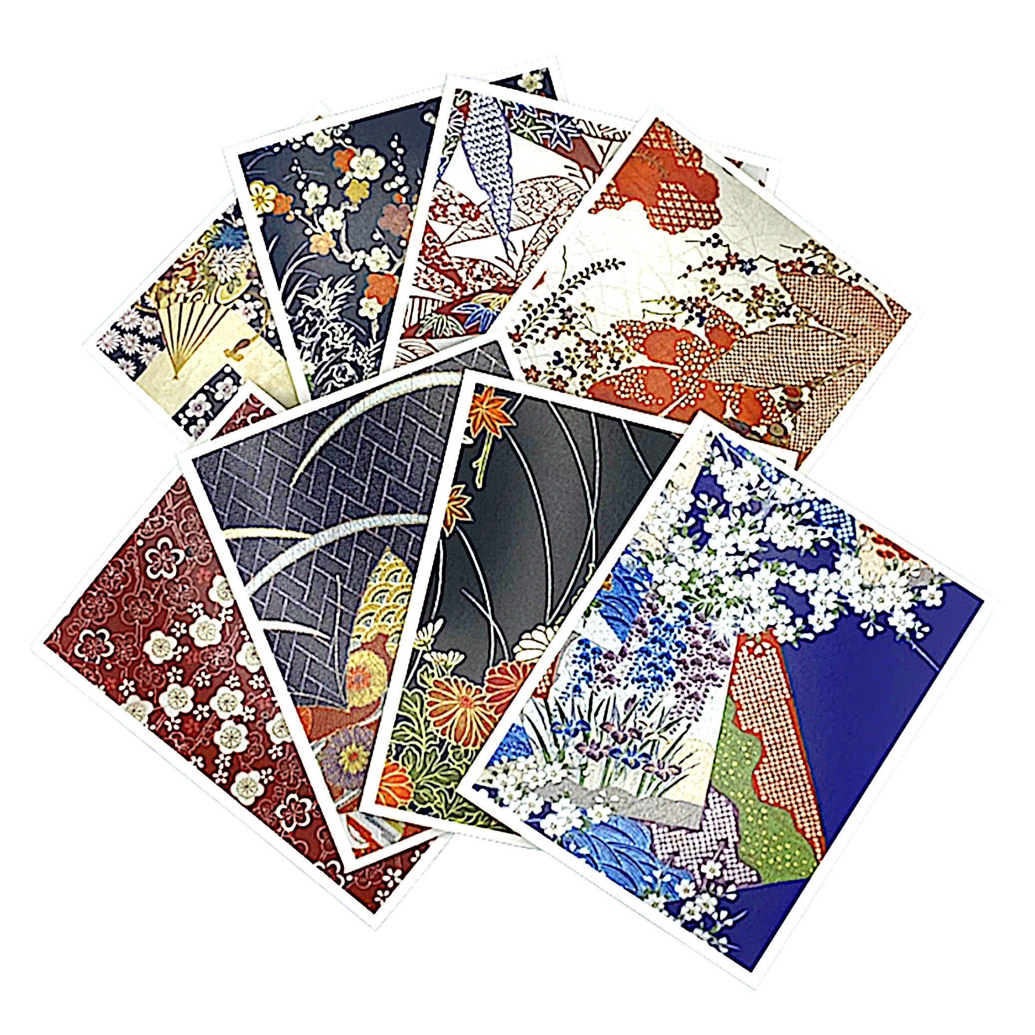 Vintage Silk Kimono Notecard Set, Japanese Greeting Card Boxed Set