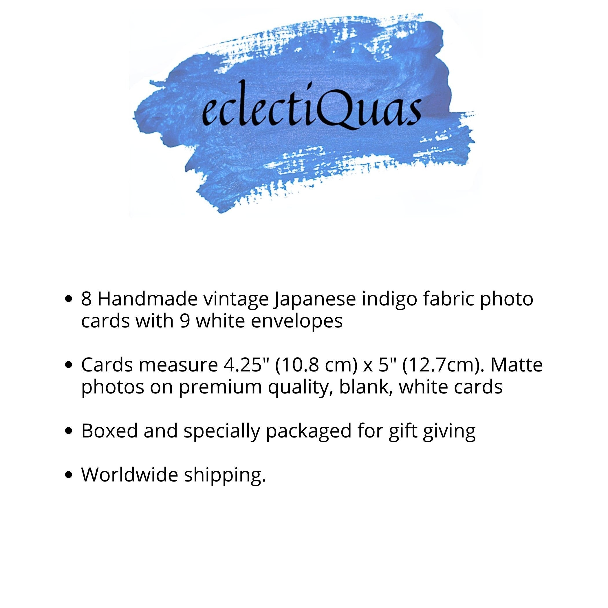 Vintage Japanese Indigo Fabric Boxed Card Set, Shibori Ikat Kasuri All Occasion Cards