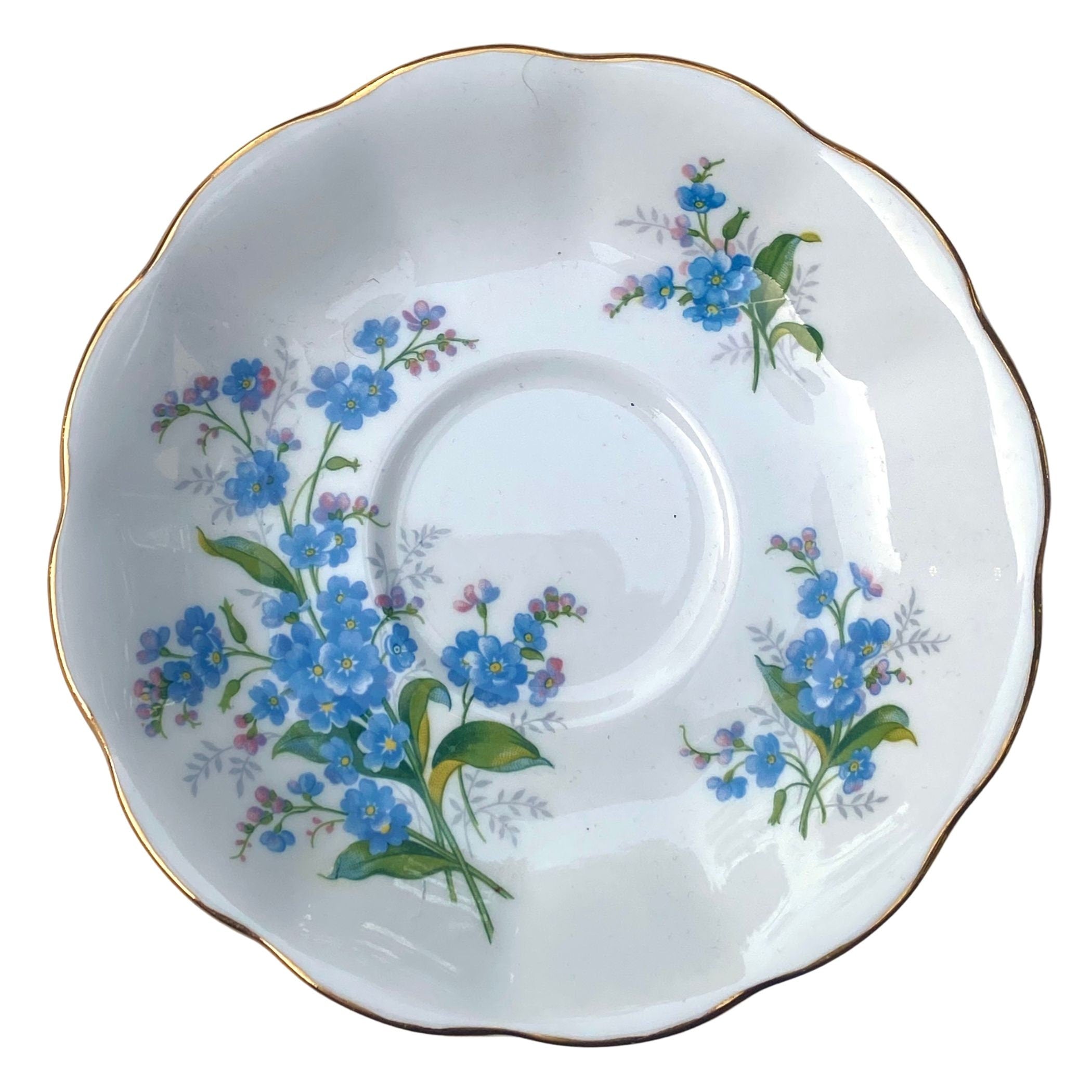 Vintage Royal Albert Forget Me Not Flower China Necklace