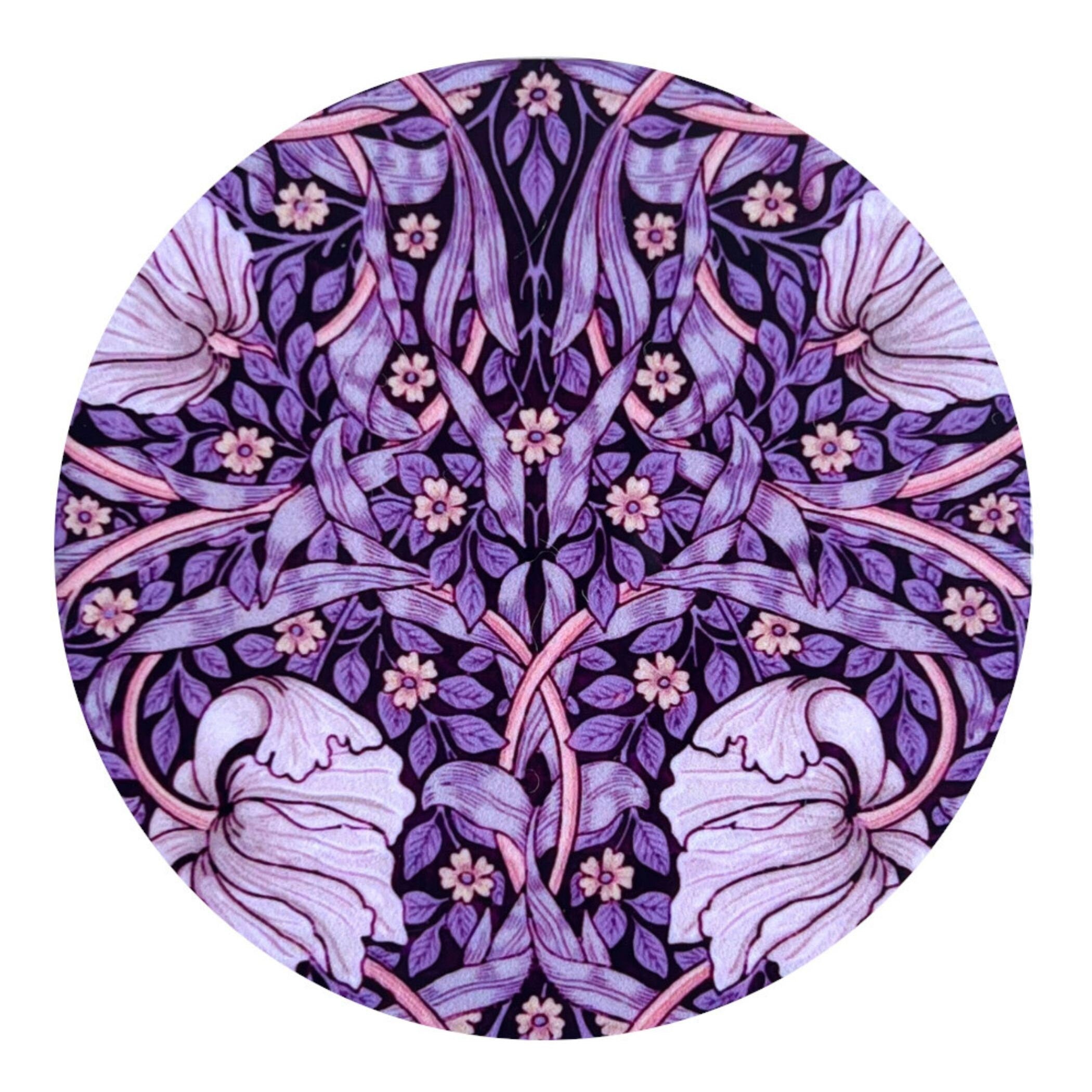 Upcycled William Morris Pimpernel Broken China Jewelry Earrings with Pink Purple Flowers