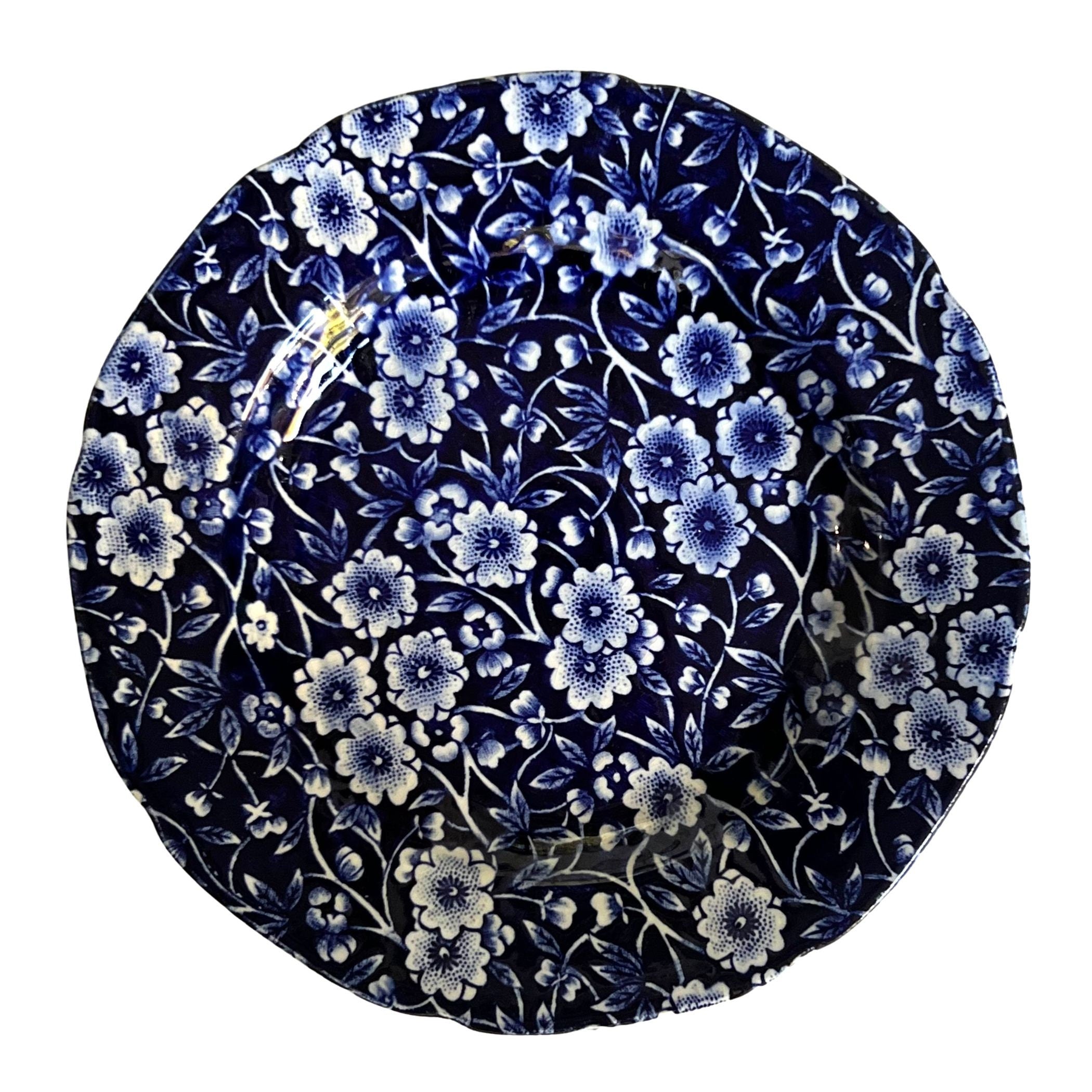 Burleigh Blue Calico Broken China Earrings handmade from Staffordshire plates