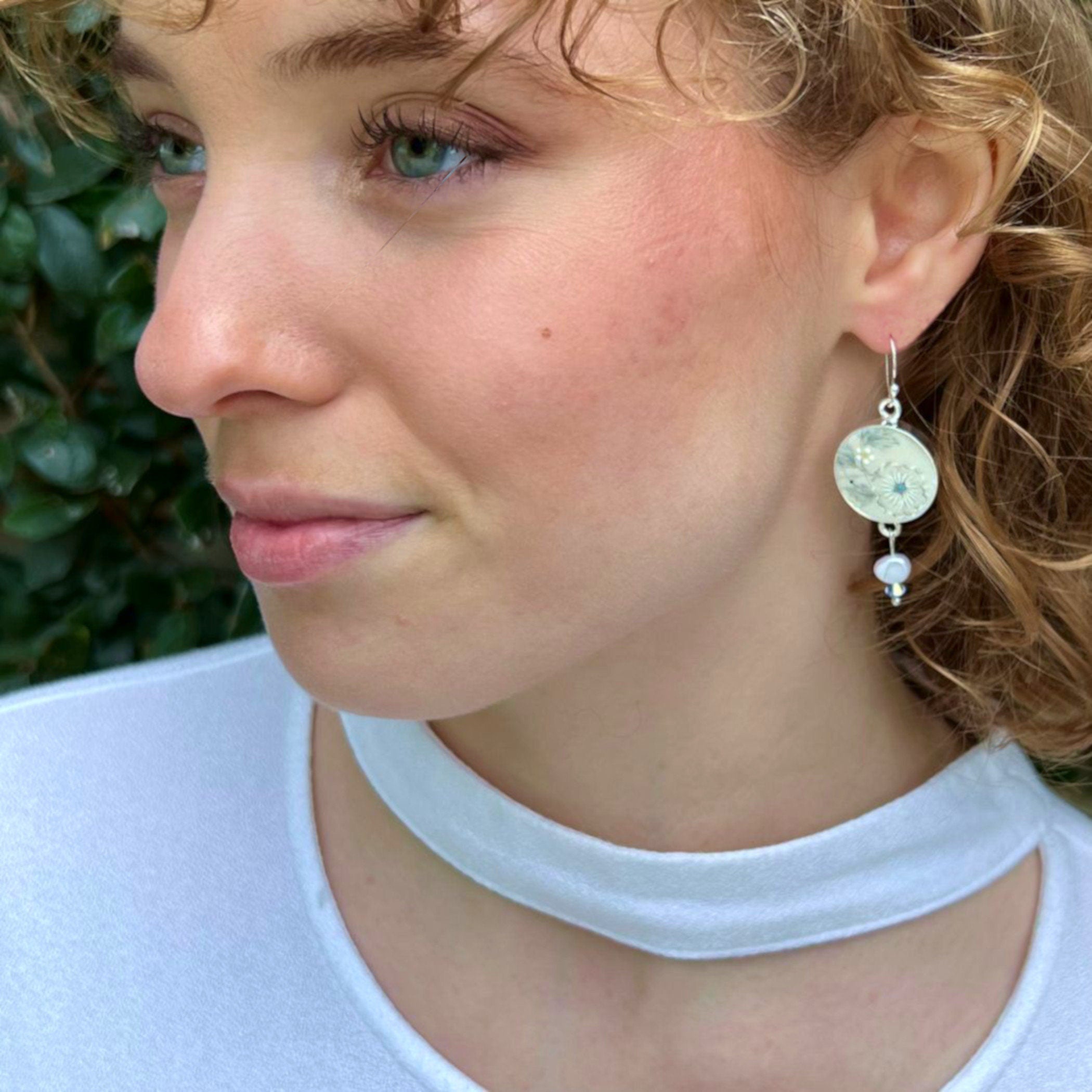 Unique China Earrings handmade with Upcycled Lenox Windsong China & Sterling Silver