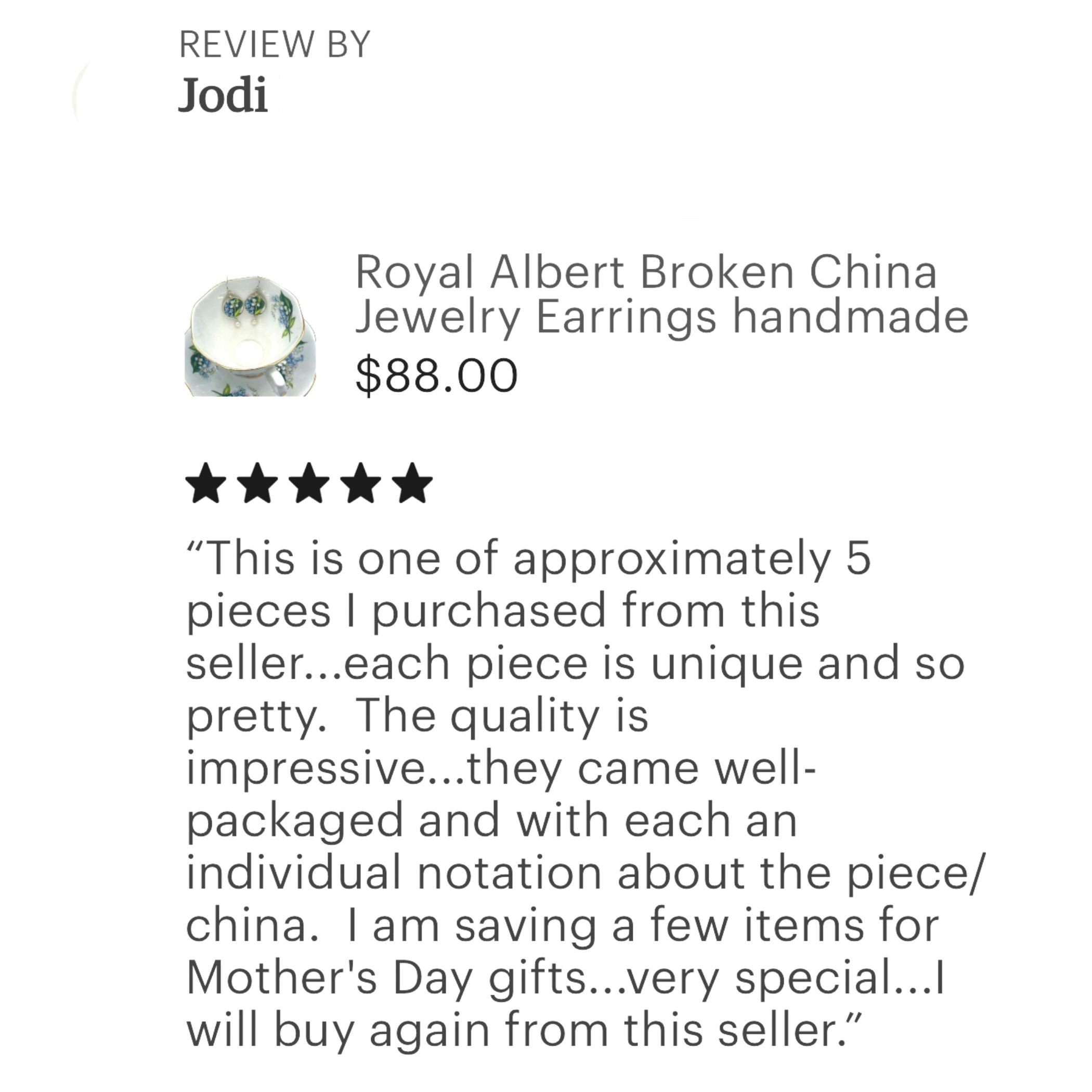 Royal Albert Lily of the Valley & Forget Me Not Broken China Jewelry Earrings