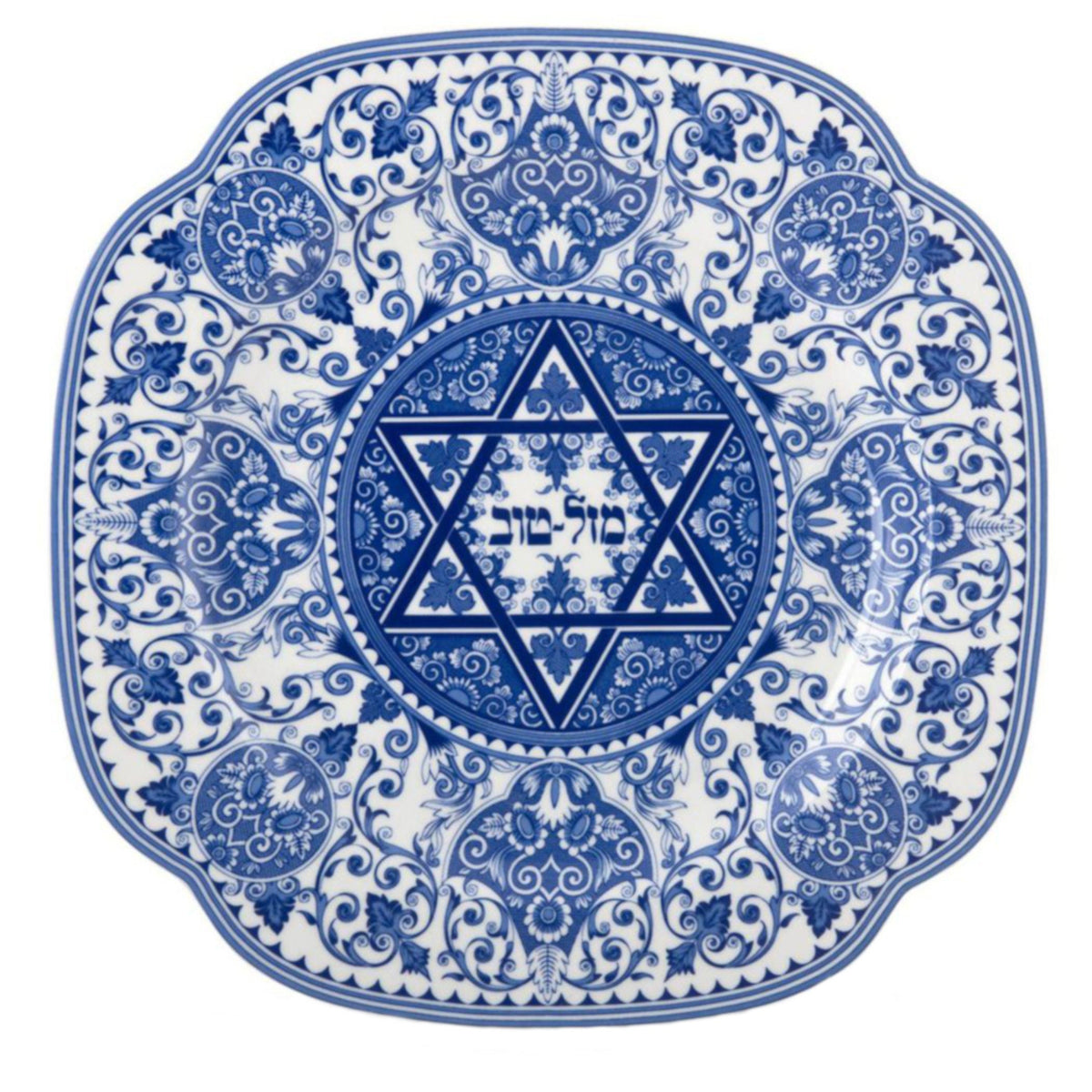 Jewish Star of David and Chai Necklace handcrafted with Spode Judaica China & Sterling Silver, Magen David Modern Judaica Jewelry Gift