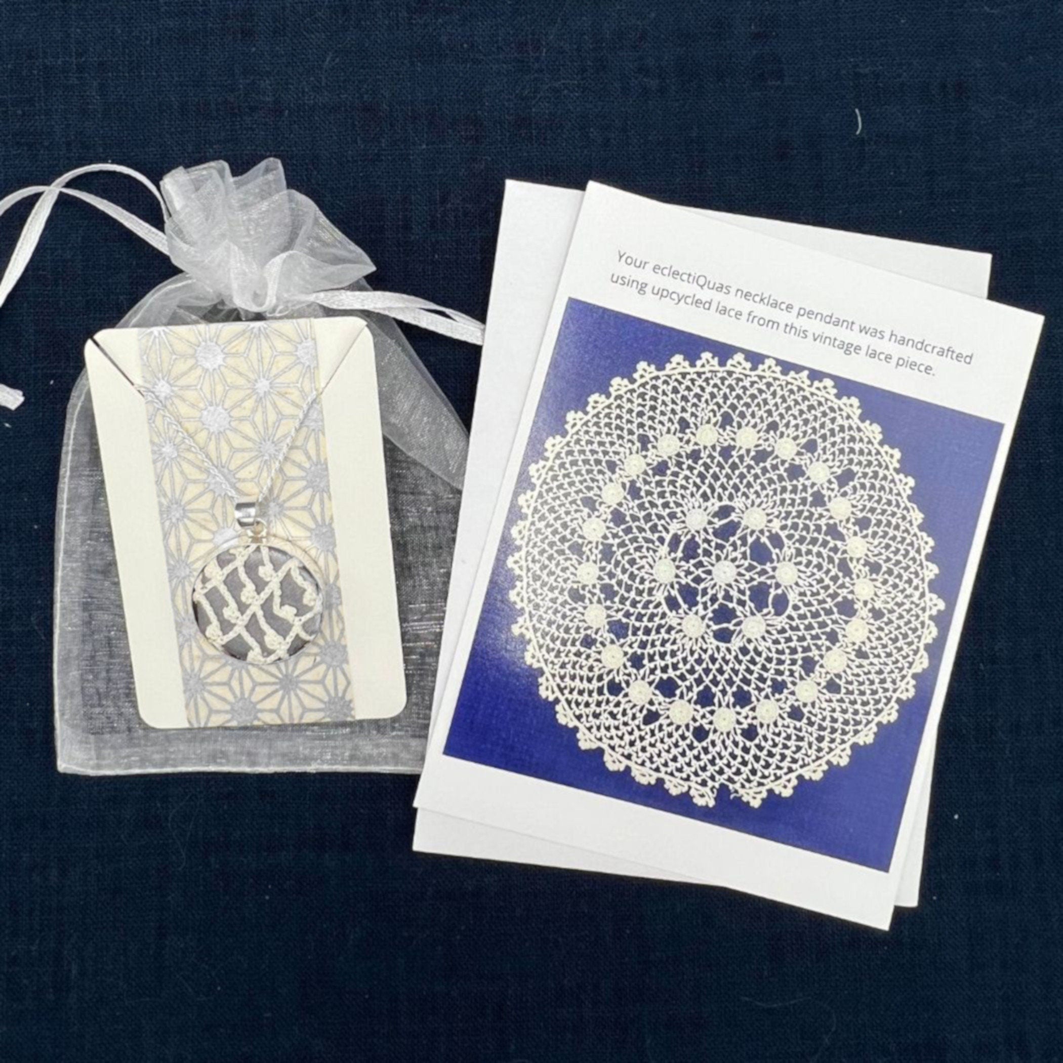 Vintage Lace Necklace handmade with Upcycled Crochet Lace & Sterling Silver