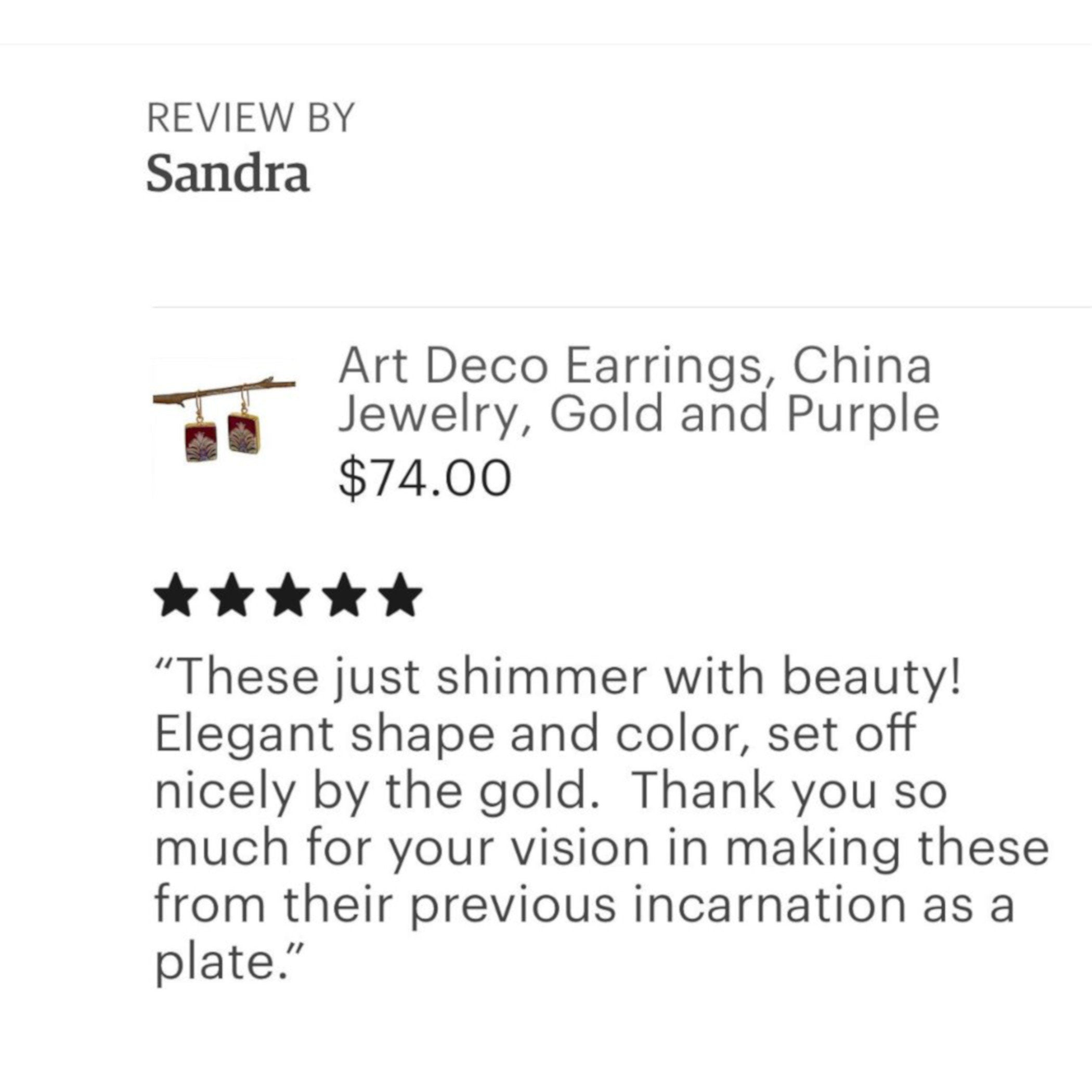 Bijoux Art Deco Broken China Earrings handmade with Repurposed China