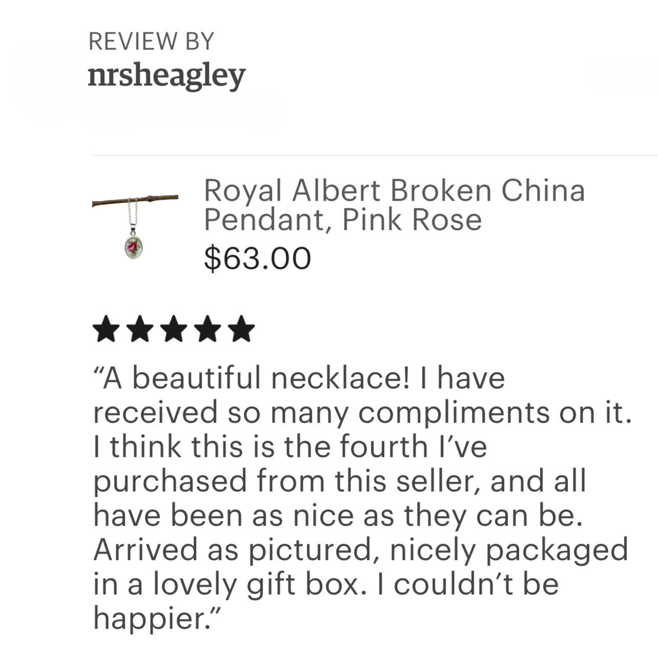 Dainty Royal Albert China Necklaces handmade with Upcycled Rose China & Sterling Silver, Vintage China Jewelry for Thoughtful Birthday Gift