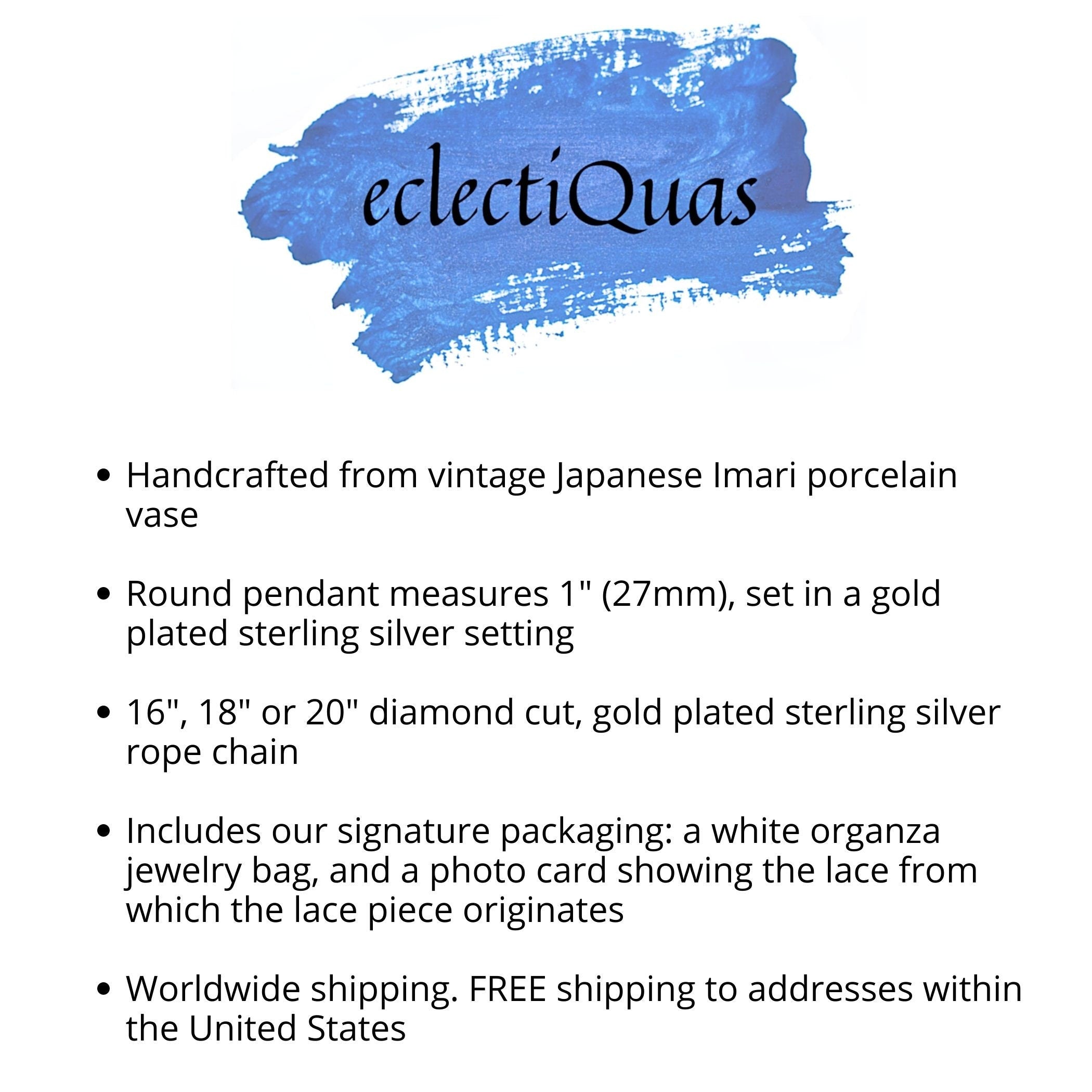 Stunning Peony Porcelain Necklace handmade from a Japanese Asahi Yamaji Vase