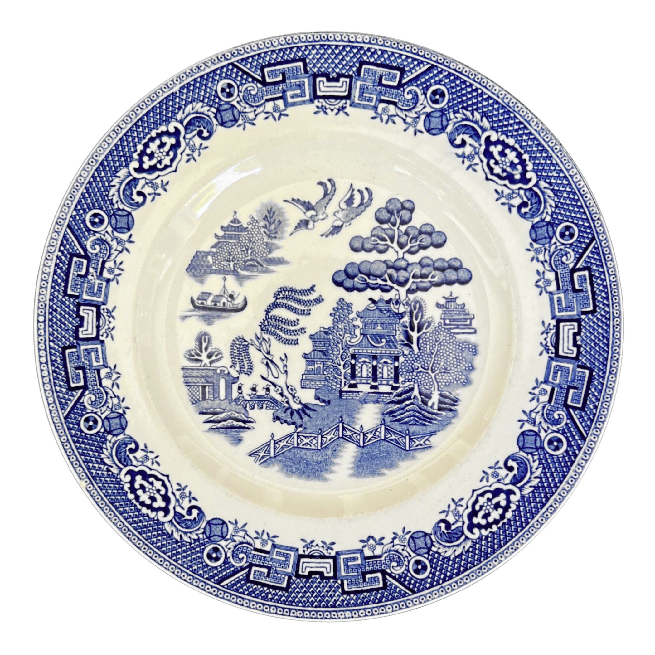 Love Birds Broken China Jewelry Necklace handmade with Blue Willow China