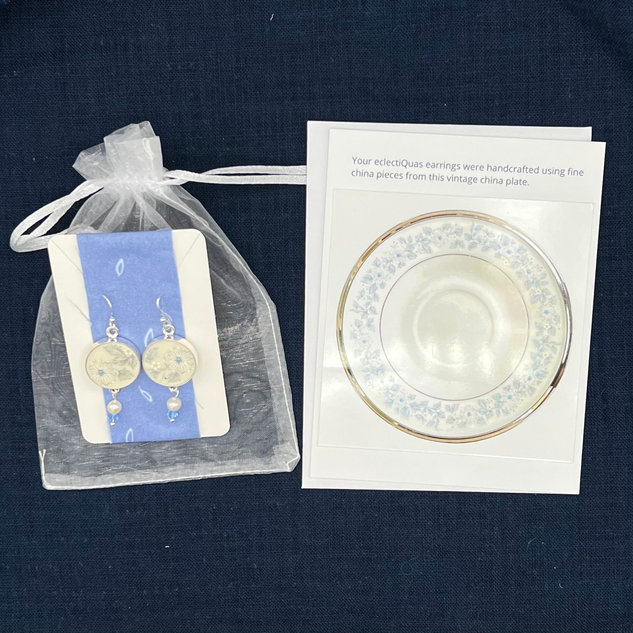 Unique China Earrings handmade with Upcycled Lenox Windsong China & Sterling Silver