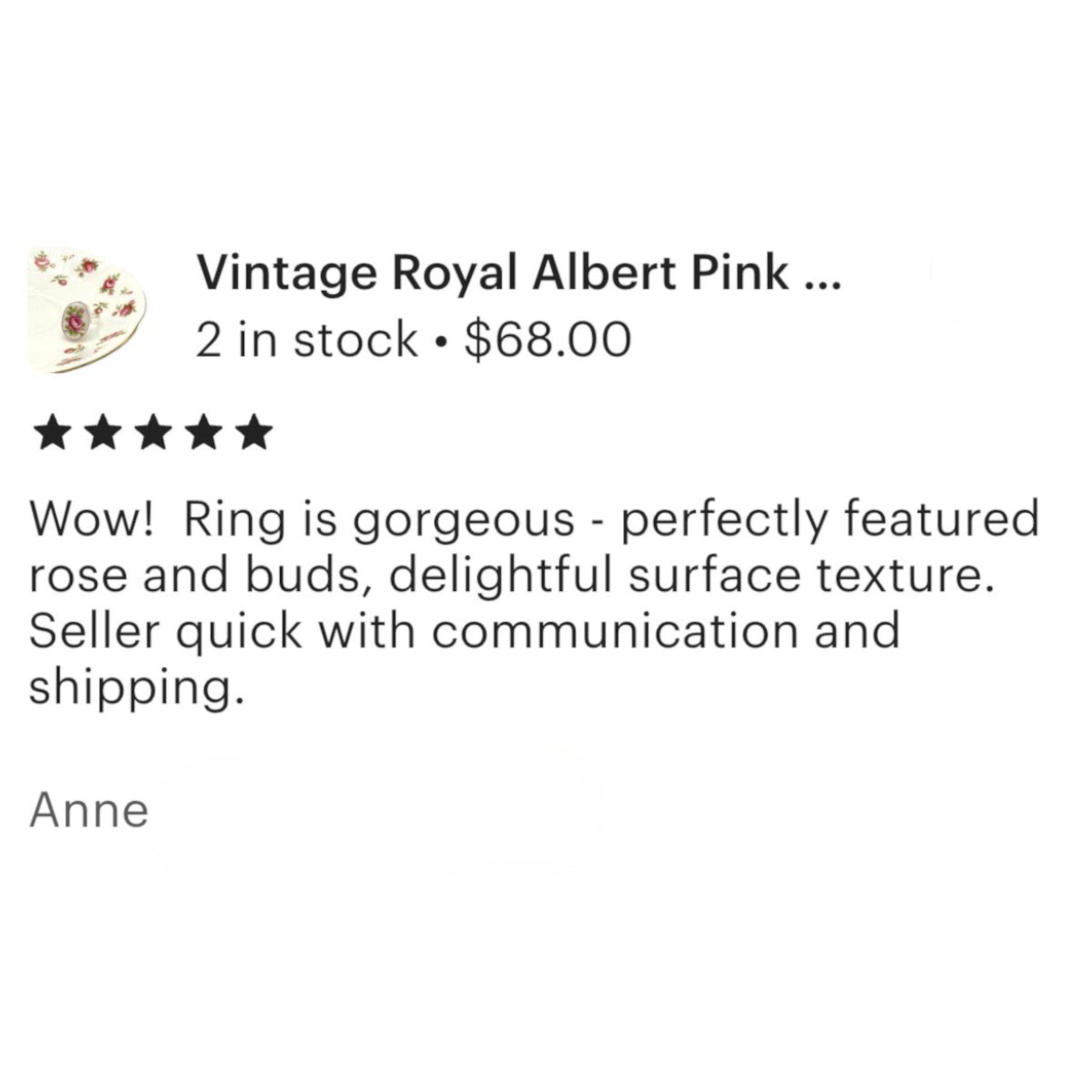 Vintage Royal Albert Oval Rose China Ring handmade with a Modern Victorian Aesthetic