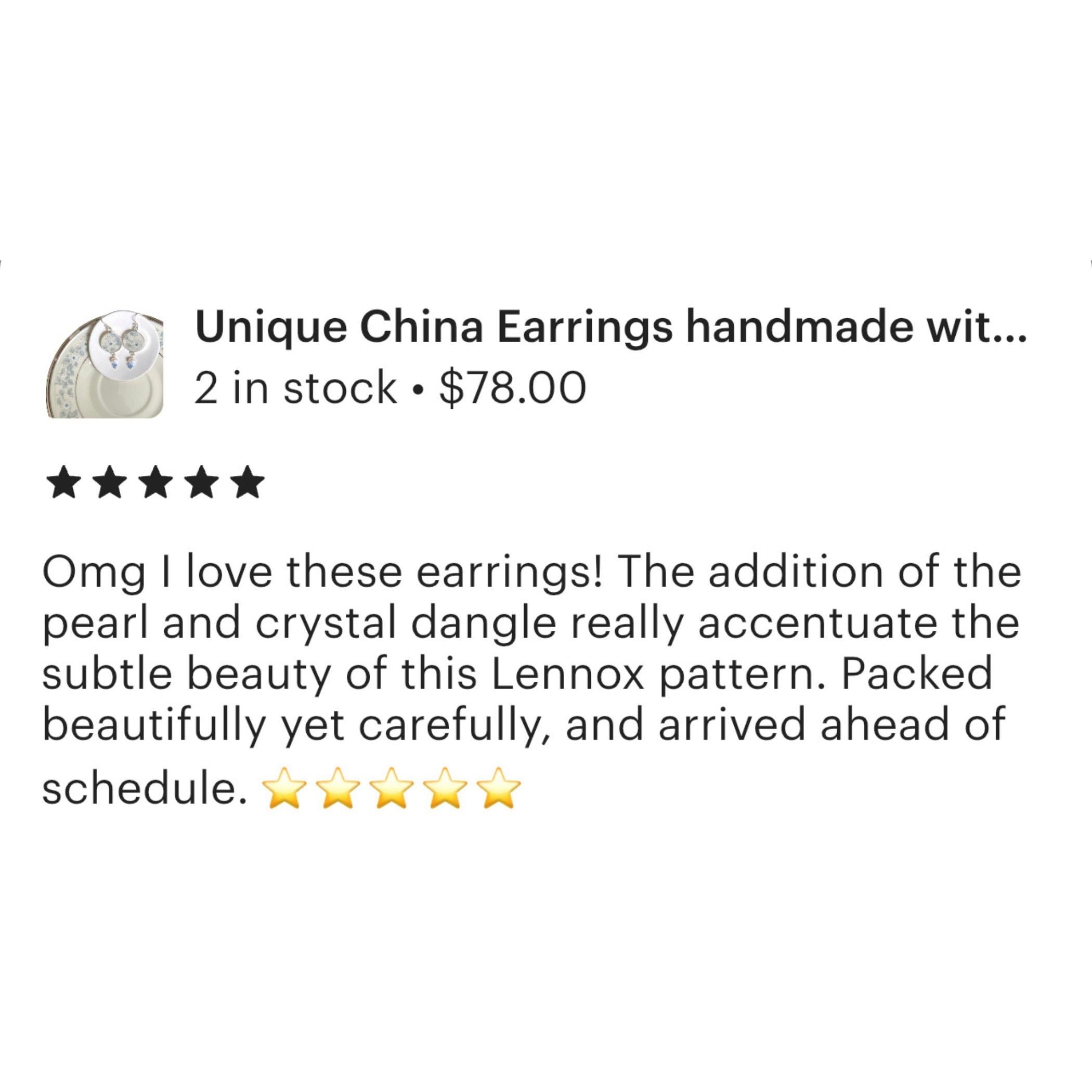 Unique China Earrings handmade with Upcycled Lenox Windsong China & Sterling Silver