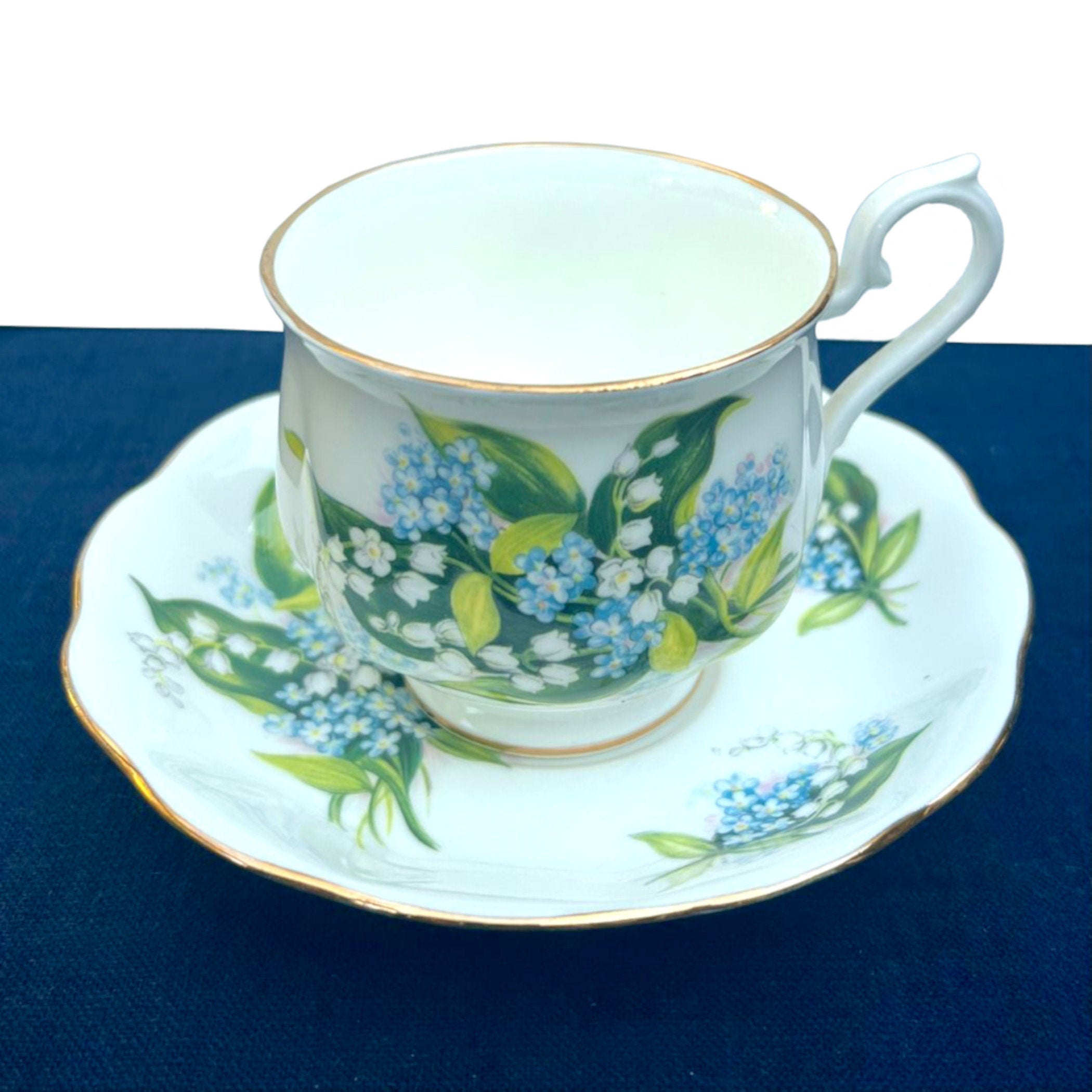 Royal Albert Lily of the Valley & Forget Me Not Tea Set for One and Broken China Jewelry