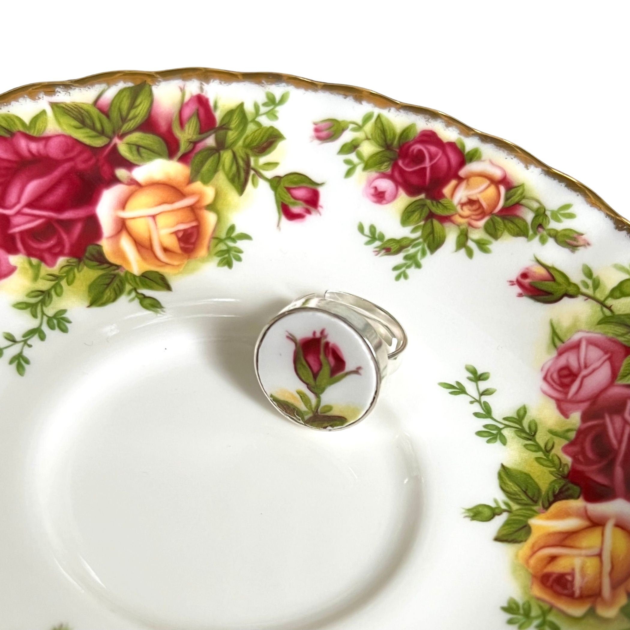 Royal Albert Old Country Roses Broken China Jewelry & China Tea Cup and Saucer