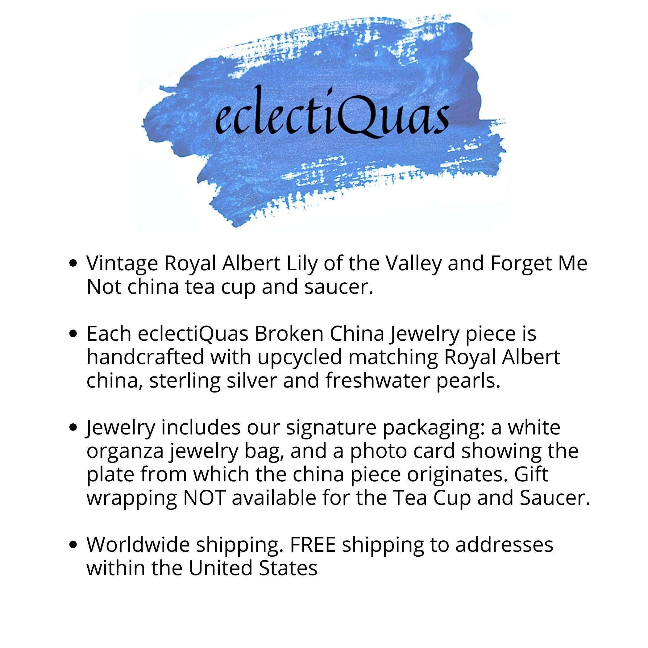 Royal Albert Lily of the Valley & Forget Me Not Tea Set for One and Broken China Jewelry