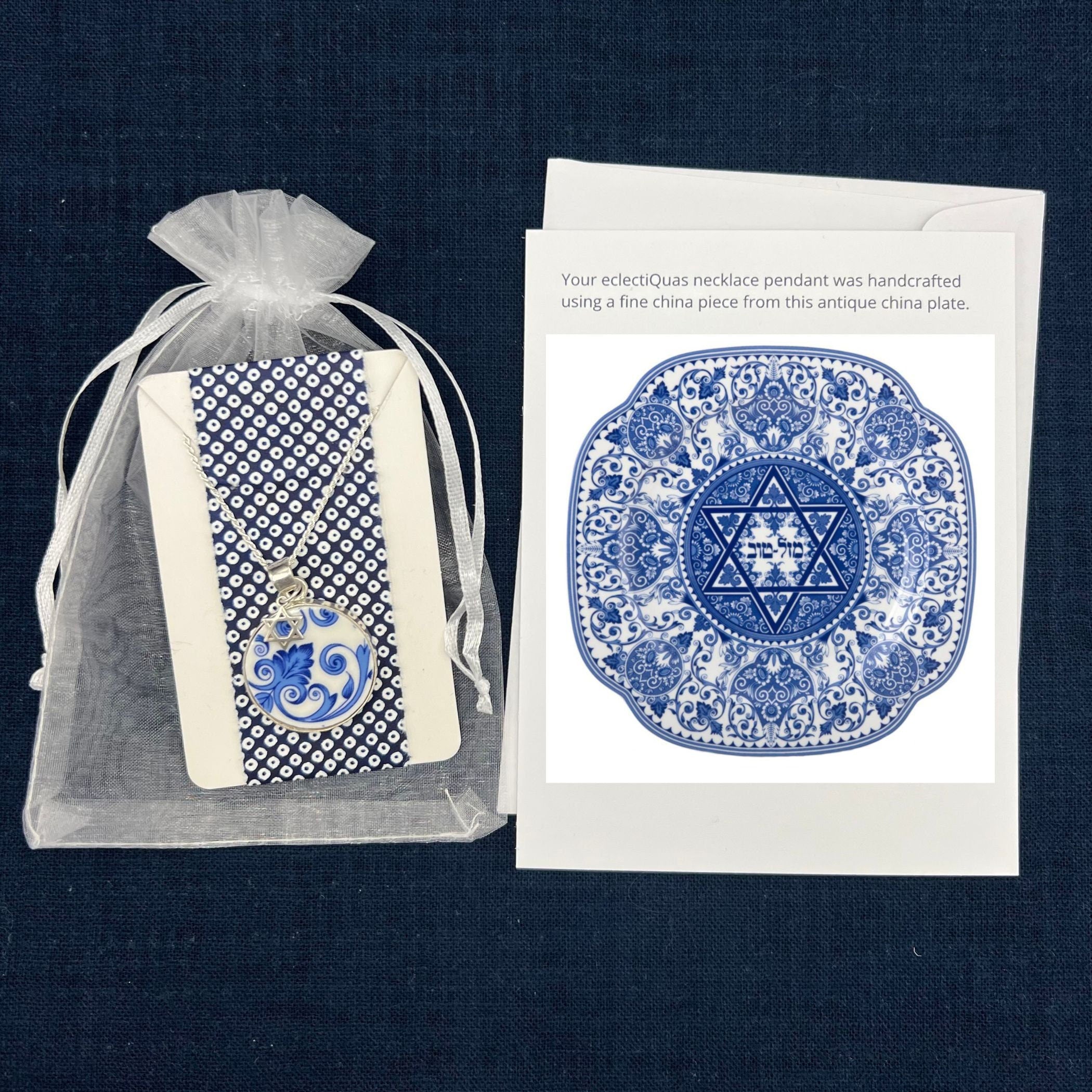 Jewish Star of David and Chai Necklaces handmade with Upcycled Porcelain