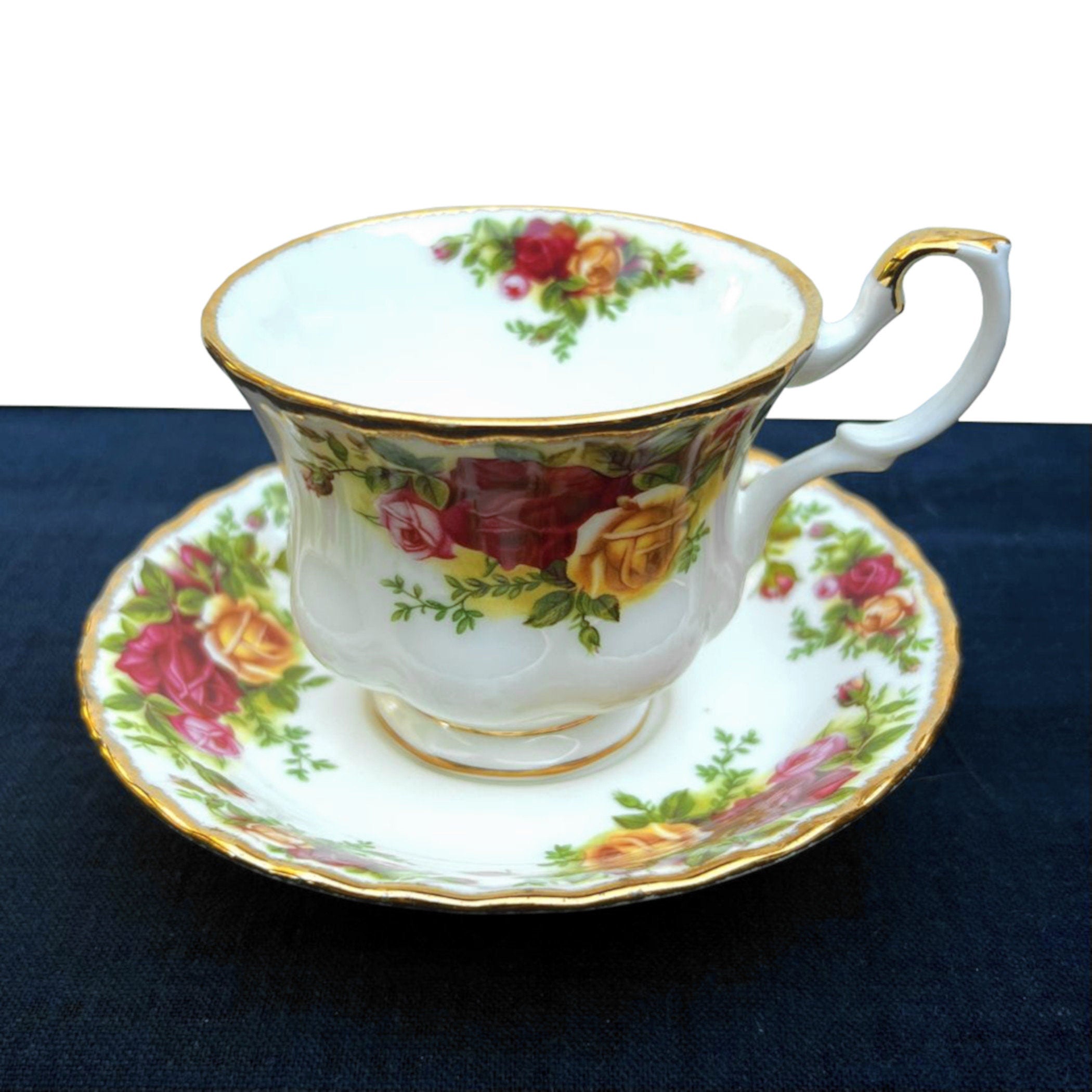 Royal Albert Old Country Roses Broken China Jewelry & China Tea Cup and Saucer