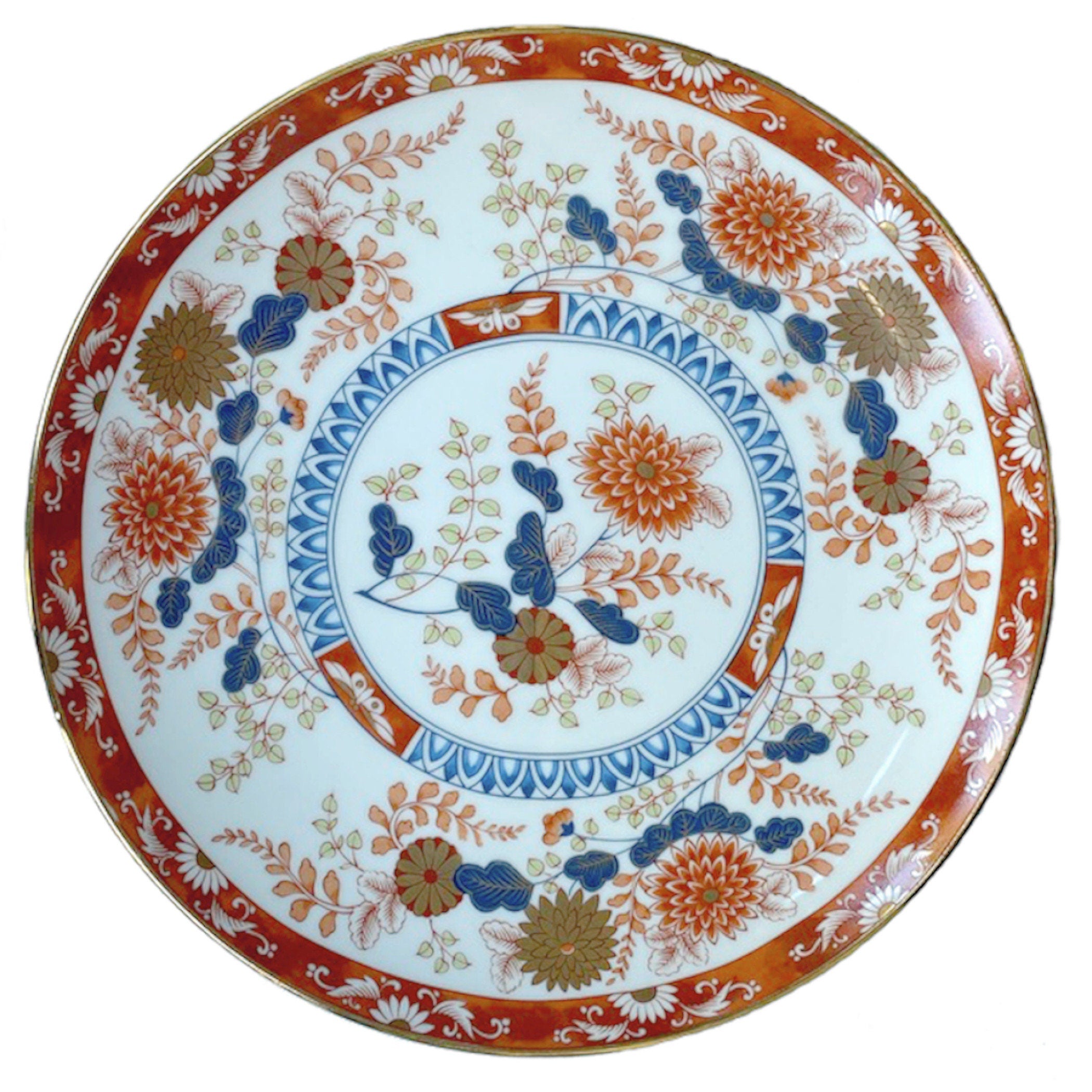 Japanese Gold Flower Porcelain Necklace handmade with Bold Vintage Imari China