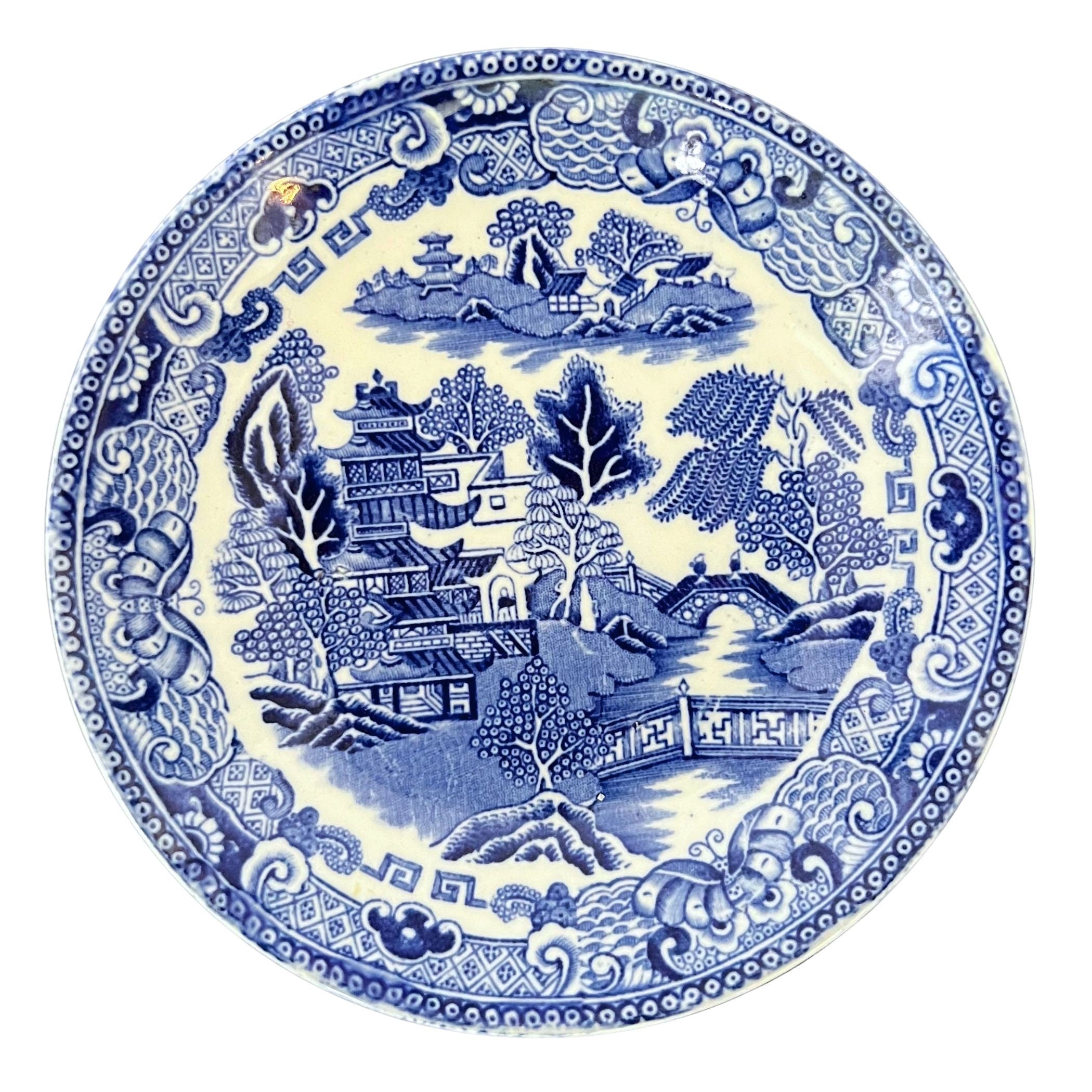 Small Vintage Blue Willow China Necklace handmade from Repurposed China