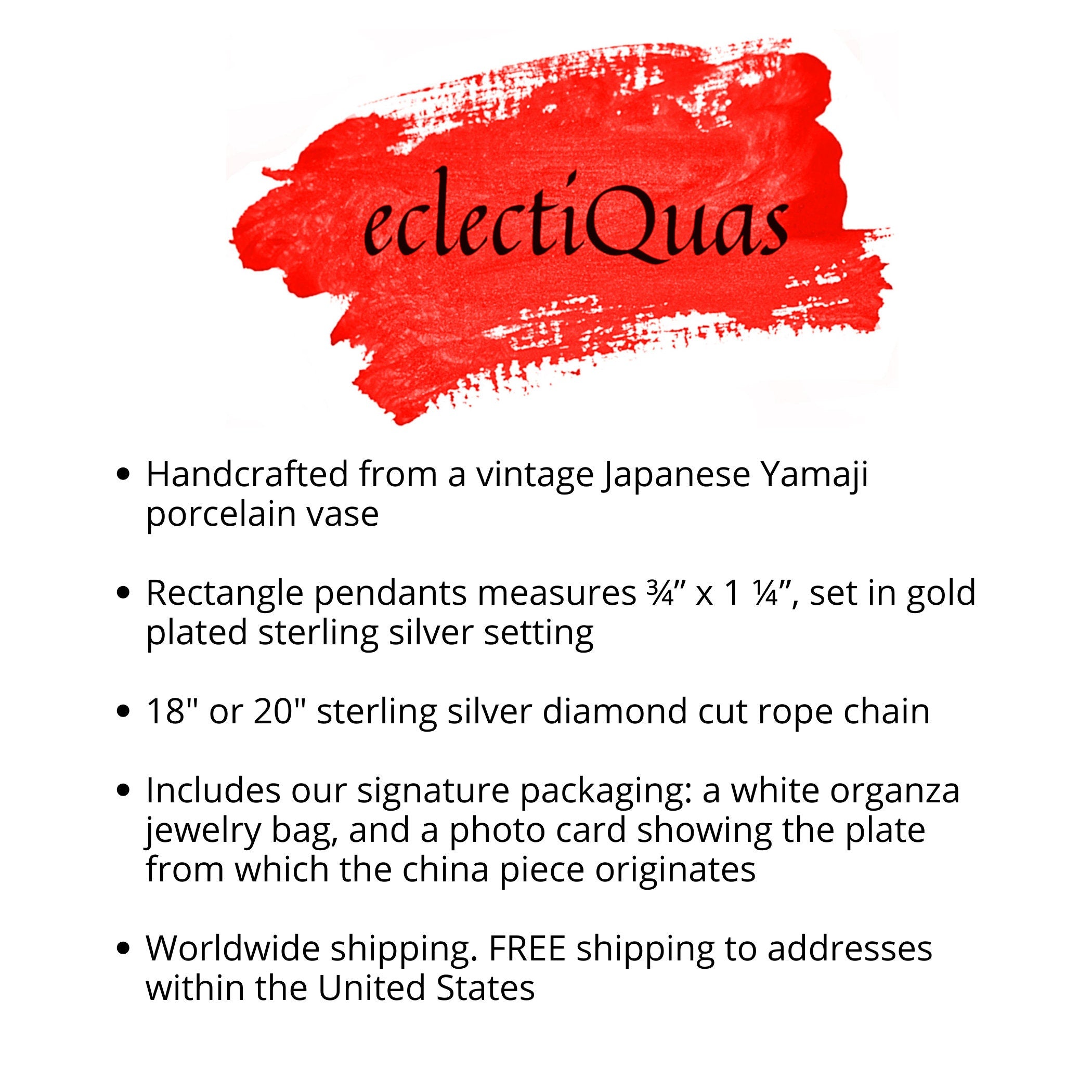 Vintage Chinoiserie Peony Necklaces handmade from a Japanese Imari Vase