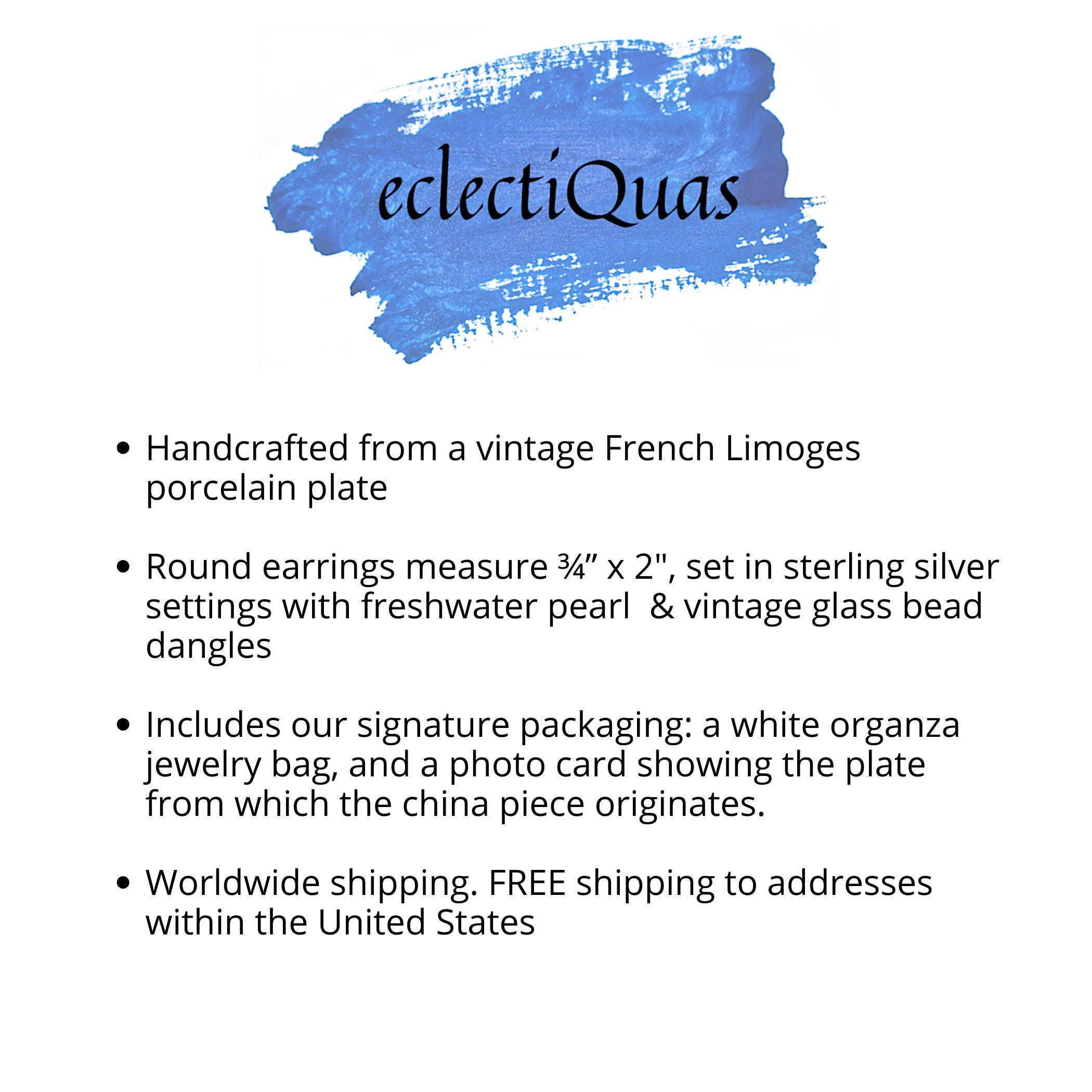 Vintage French Limoges Porcelain Earrings with Dainty Purple Flowers, Handmade Broken China Jewelry Gift for Her Birthday, Bijoux Ceramique