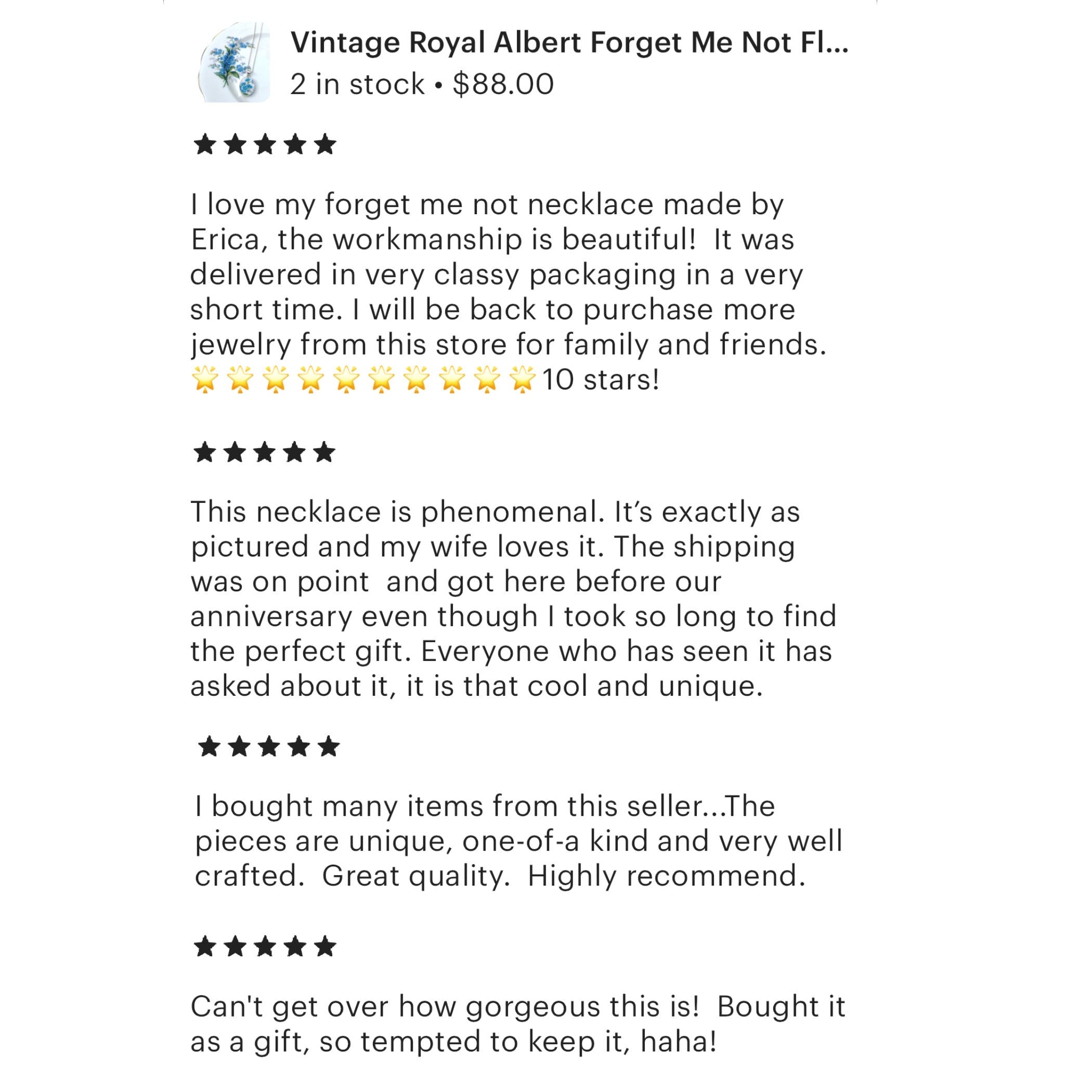 Vintage Royal Albert Forget Me Not Flower China Necklace