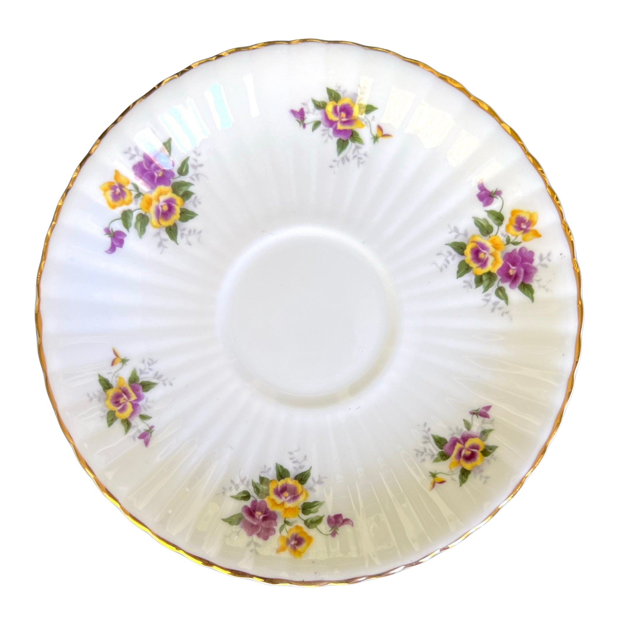 Purple and Yellow Pansy Flower Statement China Ring handmade with Upcycled Bone China, Vintage Inspired Broken China Jewelry Gift for Her