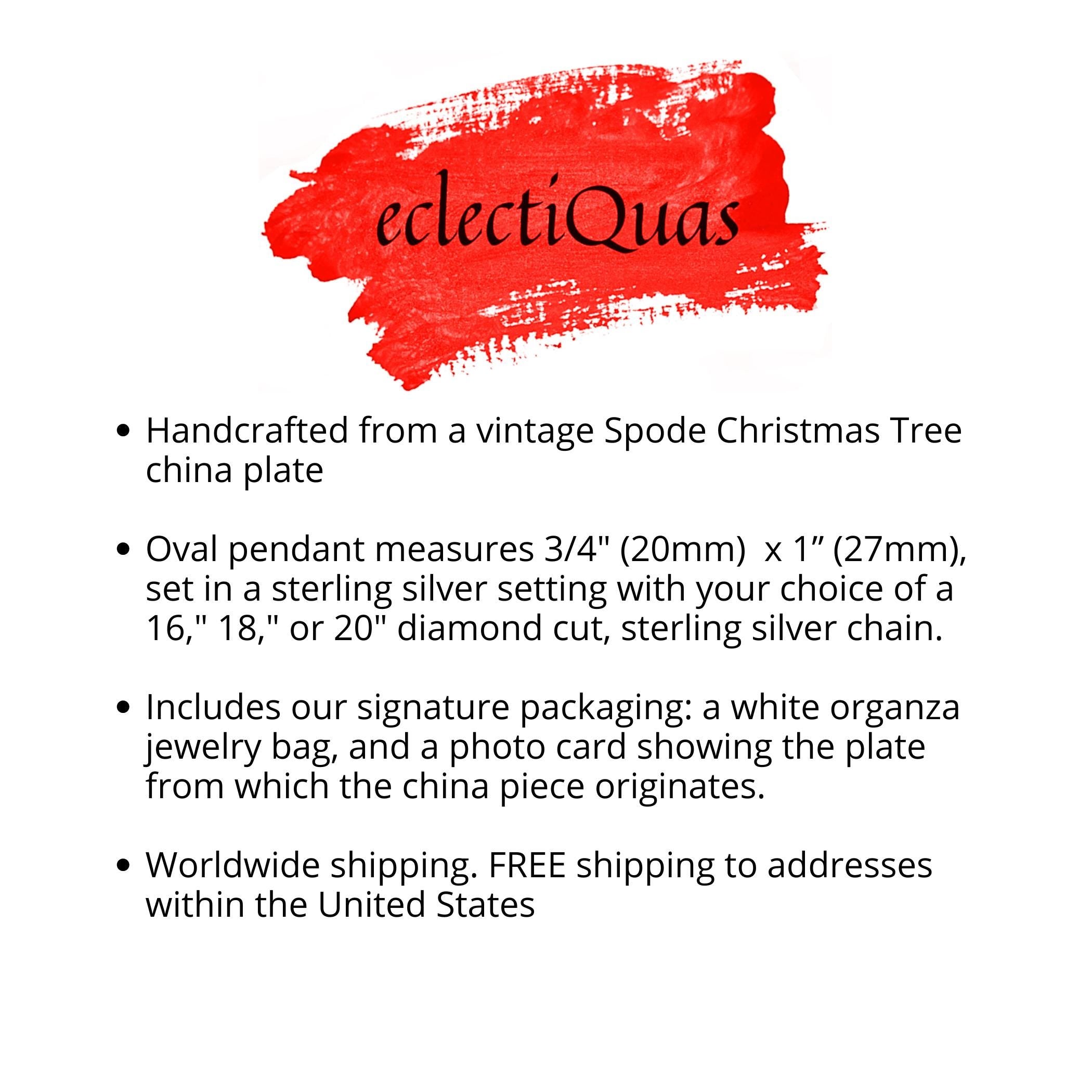 Vintage Spode Christmas Tree China Santa Necklace with Upcycled Porcelain Pendant, Handcrafted Broken China Jewelry Christmas Gift for Her