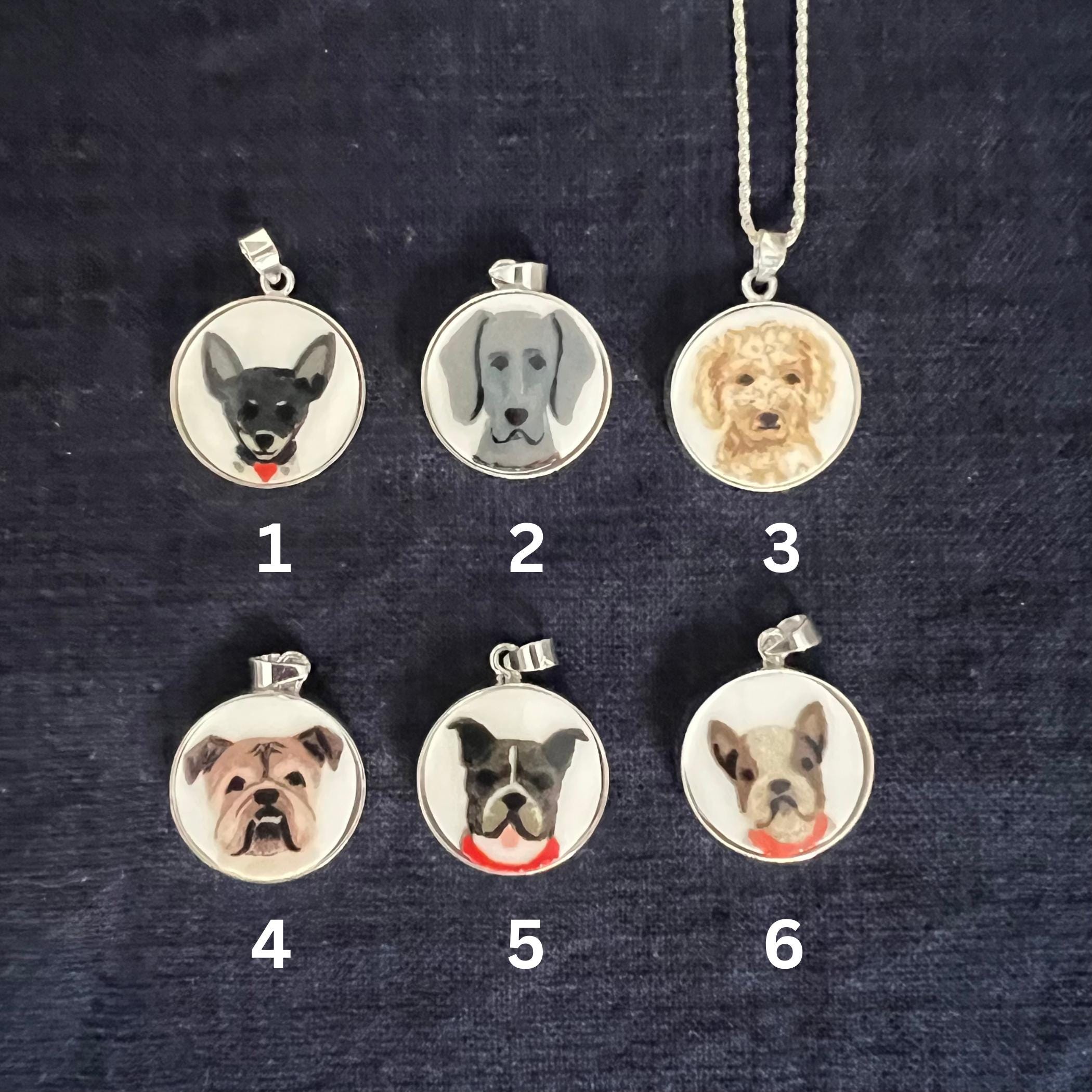 Upcycled Dog China Necklaces handmade from a Rifle Paper Co. Dog Porcelain Mug & sterling silver, Pendants #1-6