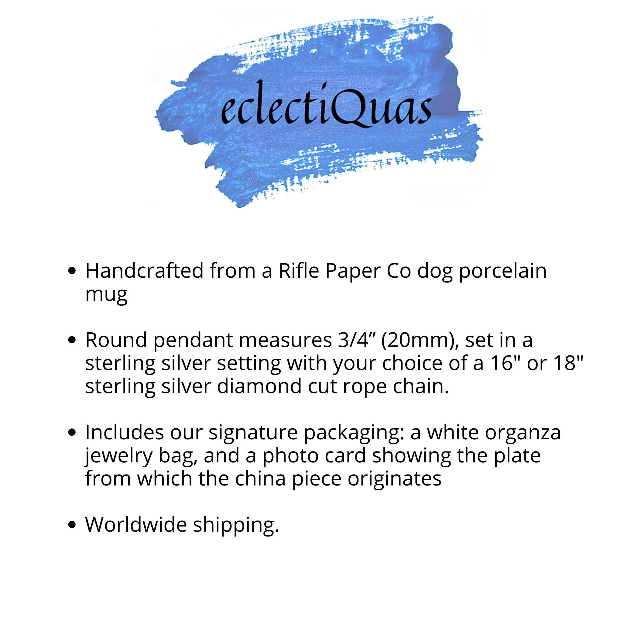 Unique Dog China Necklaces handmade with Sterling Silver, 18 Small Dog Portrait Pendant Christmas Gifts for Pet Mom Lover, New Puppy Parents