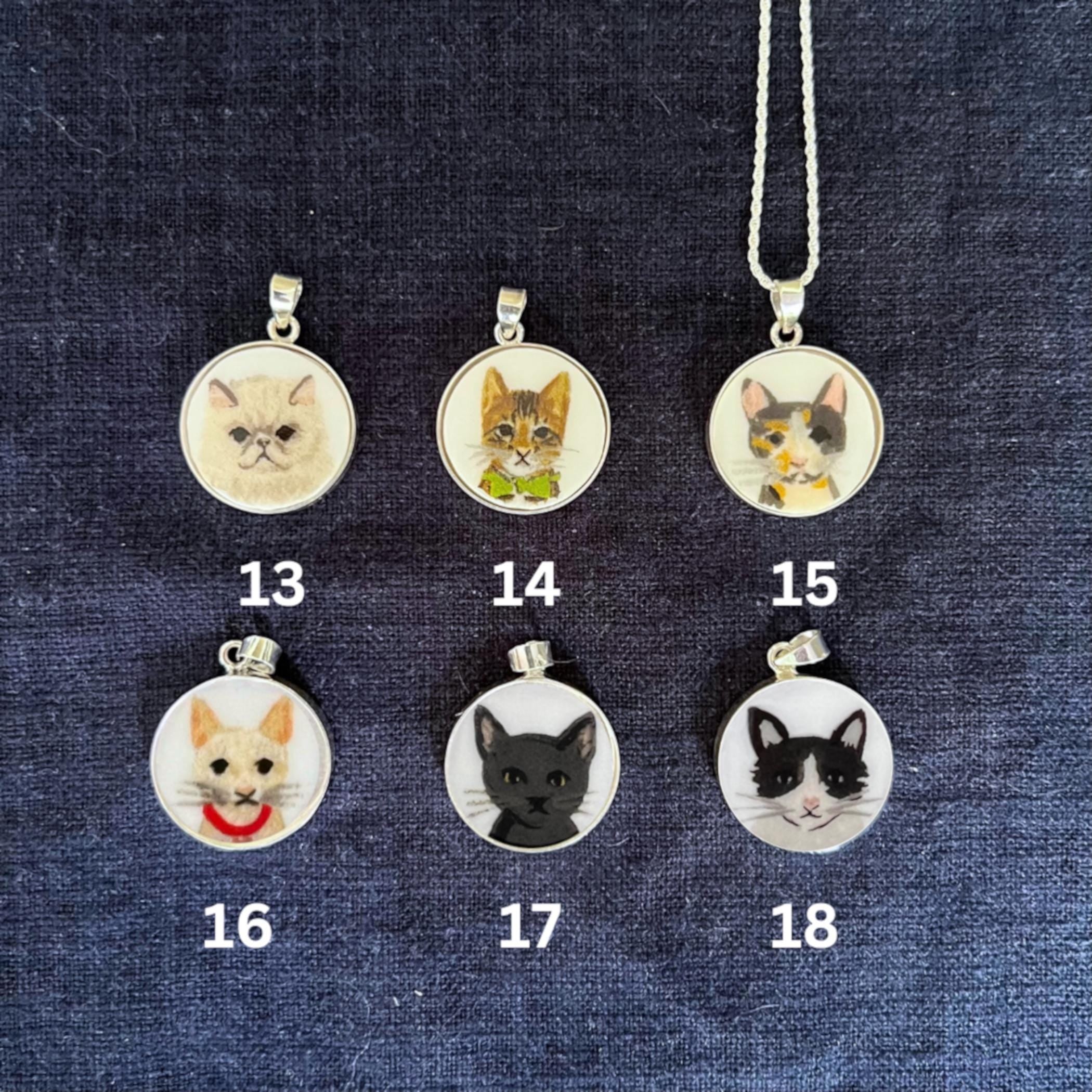 Adorable Cat China Necklaces handmade with Upcycled Porcelain, 18 Cat Portrait Pendant Christmas Gifts for Pet Mom Lovers, New Kitty Parents