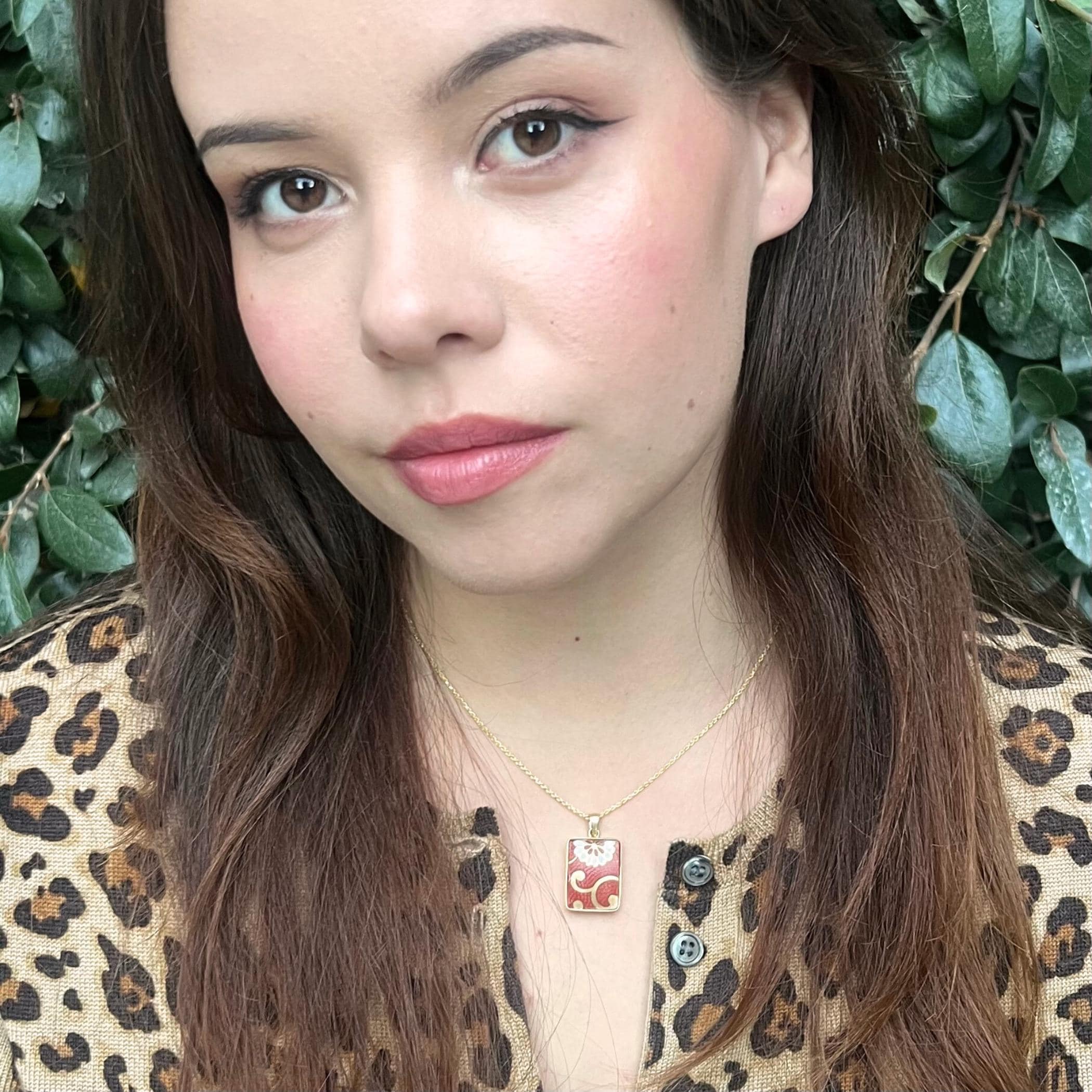 Dainty Gold and Orange Flower China Necklace handmade with Upcycled Kutani Porcelain, Elegant China Jewelry for a Thoughtful Birthday Gift