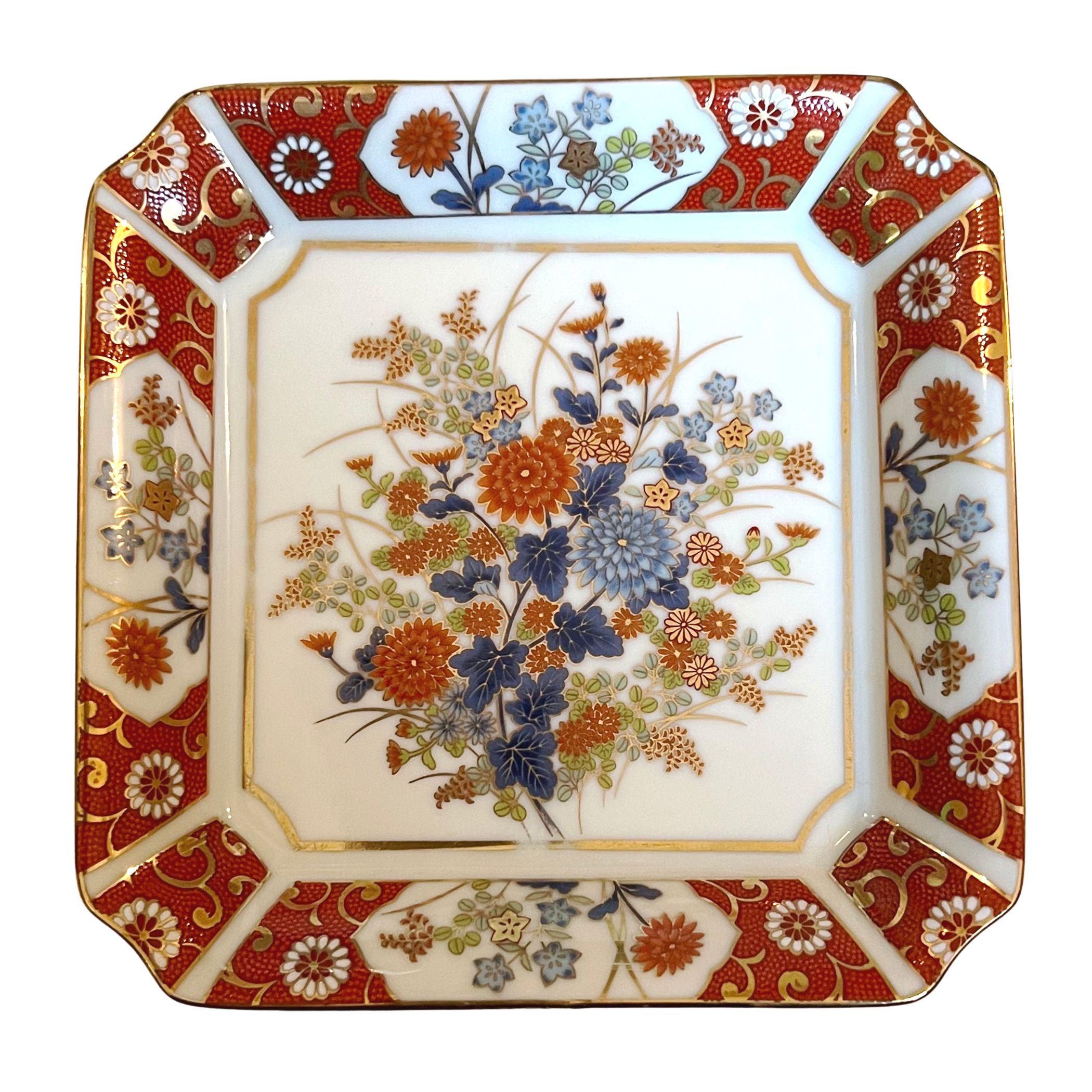 Dainty Gold and Orange Flower China Necklace handmade with Upcycled Kutani Porcelain, Elegant China Jewelry for a Thoughtful Birthday Gift