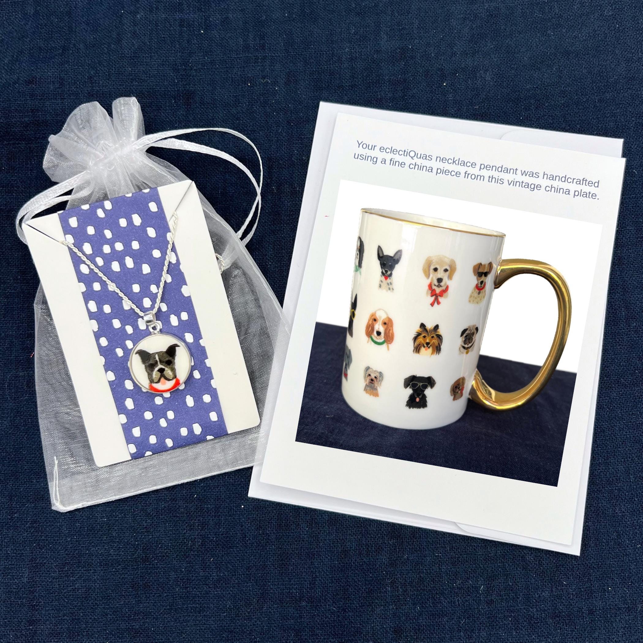 Unique Dog China Necklaces handmade with Sterling Silver, 18 Small Dog Portrait Pendant Christmas Gifts for Pet Mom Lover, New Puppy Parents