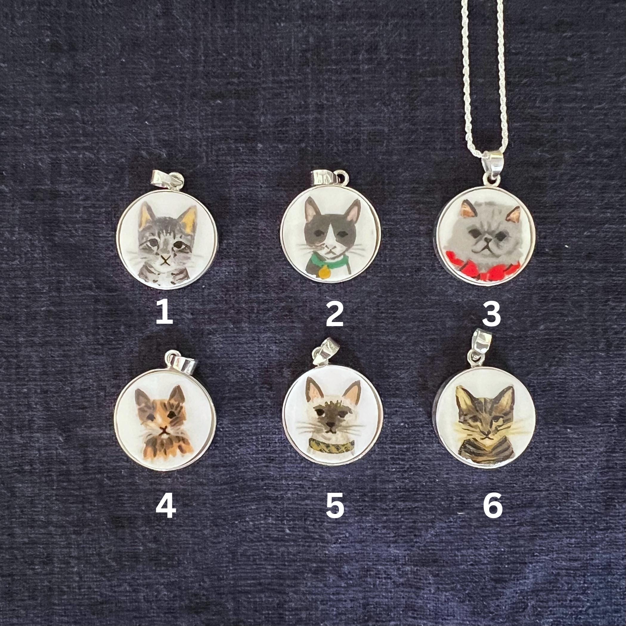 Adorable Cat China Necklaces handmade with Upcycled Porcelain, 18 Cat Portrait Pendant Christmas Gifts for Pet Mom Lovers, New Kitty Parents