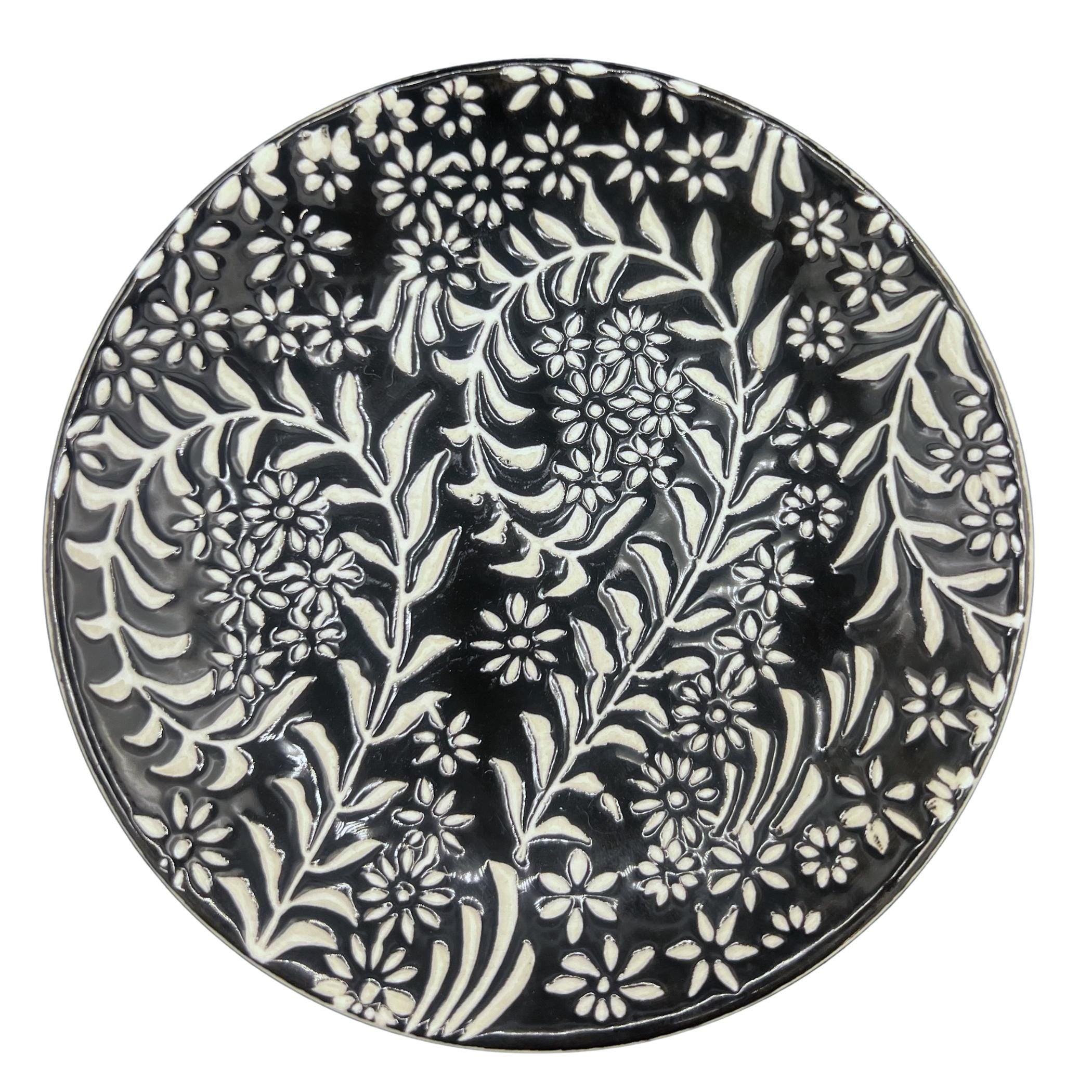 Gorgeous Black and White Flower China Necklace handcrafted with Sterling Silver, Elegant Broken China Jewelry Gift for Her China Anniversary