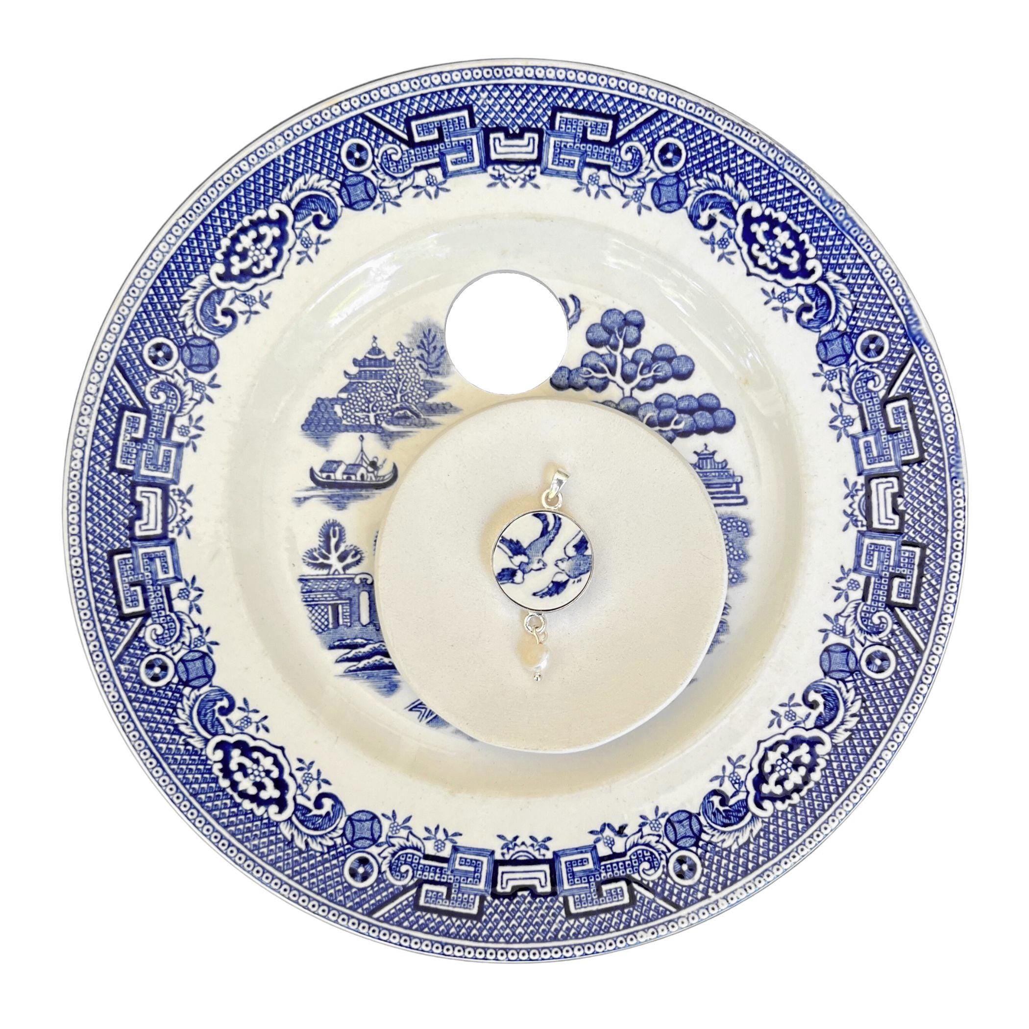 Personalized Tea Gift Box with Blue Willow China, Thinking of You Self Care Package for Her, Hug in a Box, Matching Chinoiserie Necklace