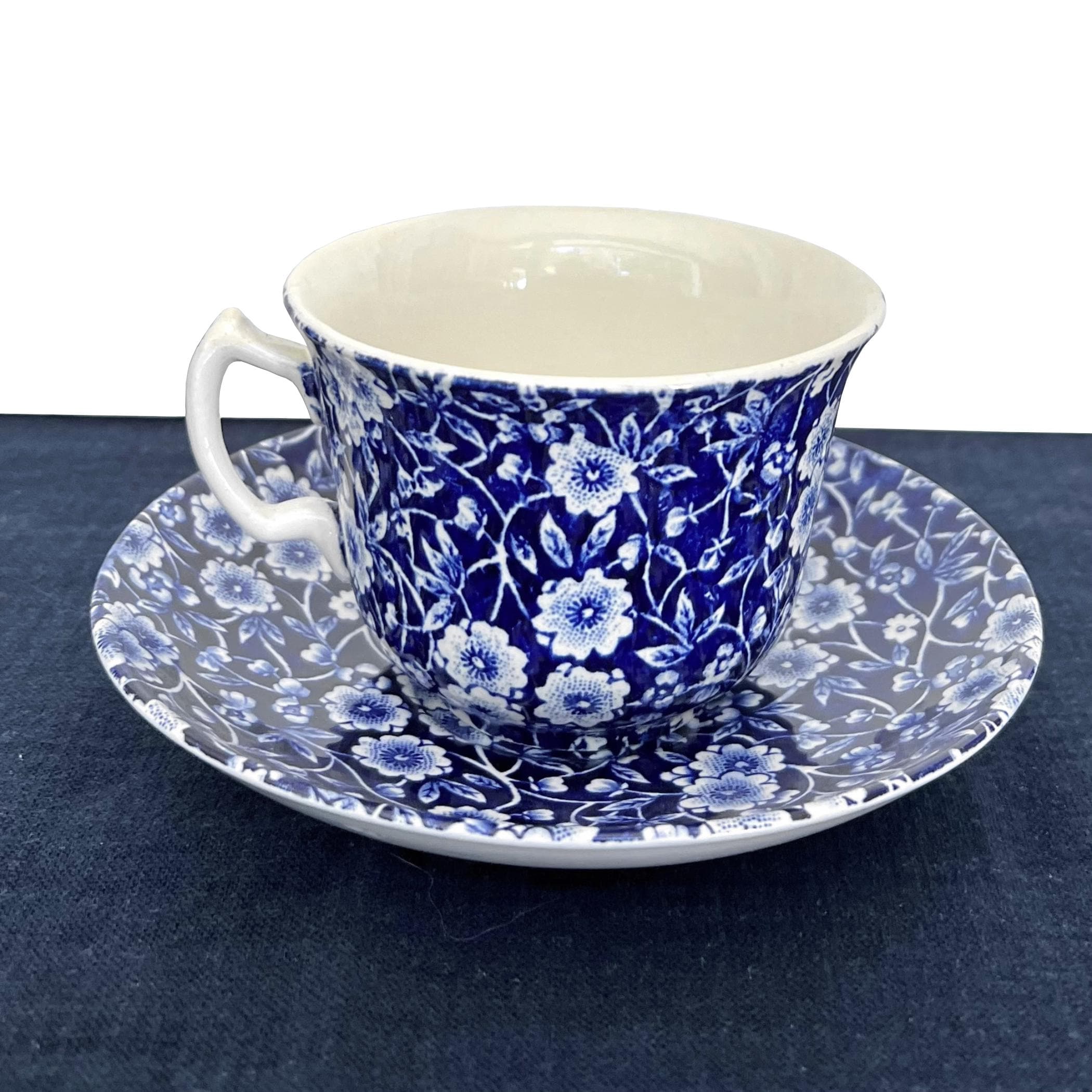 Blue Calico China Tea Gift Box with Tea for One Set, Thinking of You Self Care Package for Her, Sending Hug in a Box, Vintage China Necklace