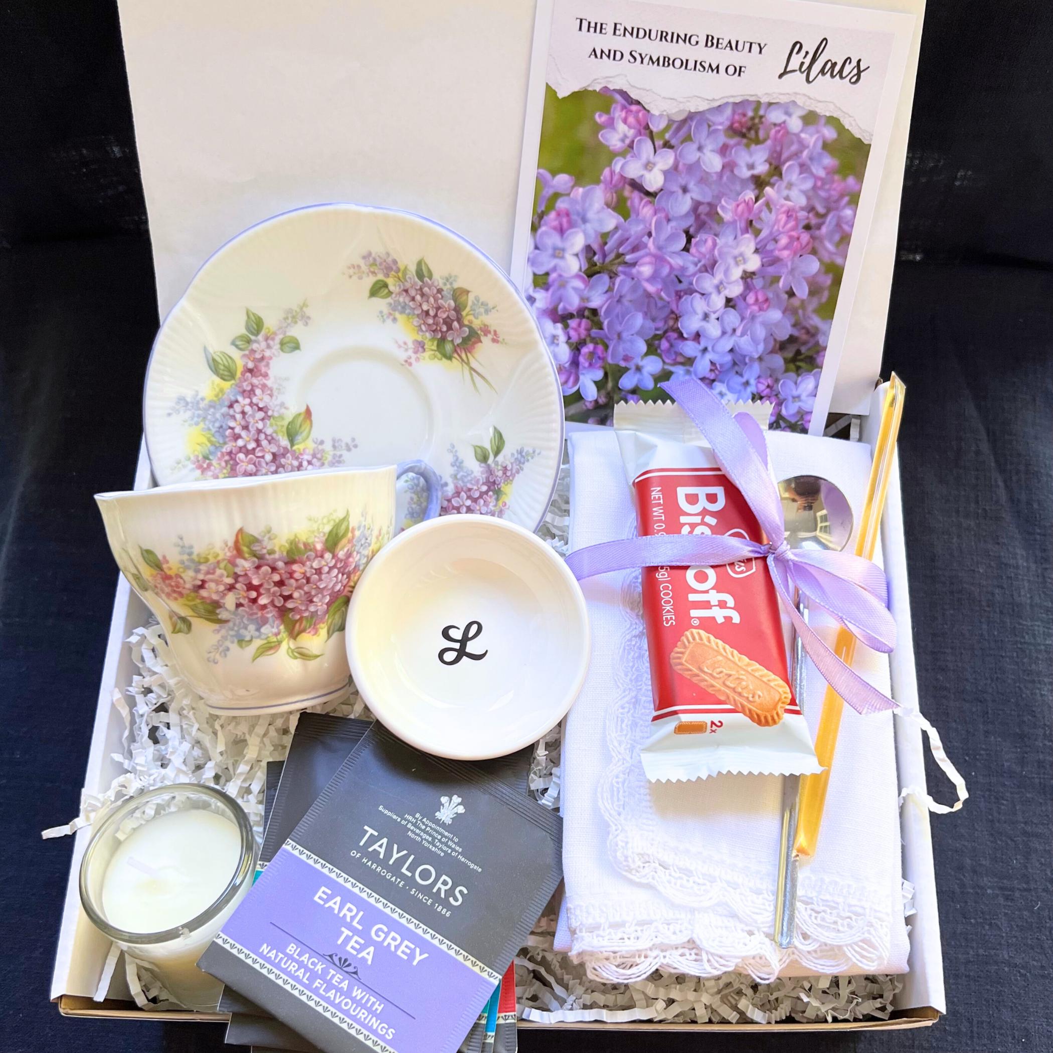 Tea Gift Box, Thinking of You Care Package for Her, Sending a Hug in a Box, Hygge Box, Thoughtful Thank You Gift Box for Vintage China Lover