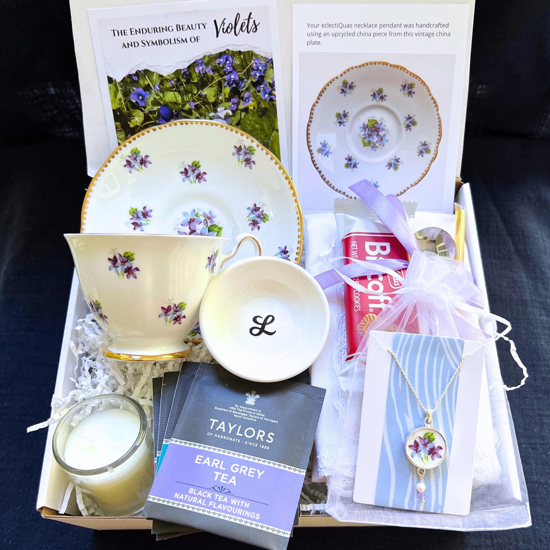 Tea Gift Box, Thinking of You Care Package for Her, Sending a Hug in a Box, Hygge Box, Thoughtful Thank You Gift Box for Vintage China Lover