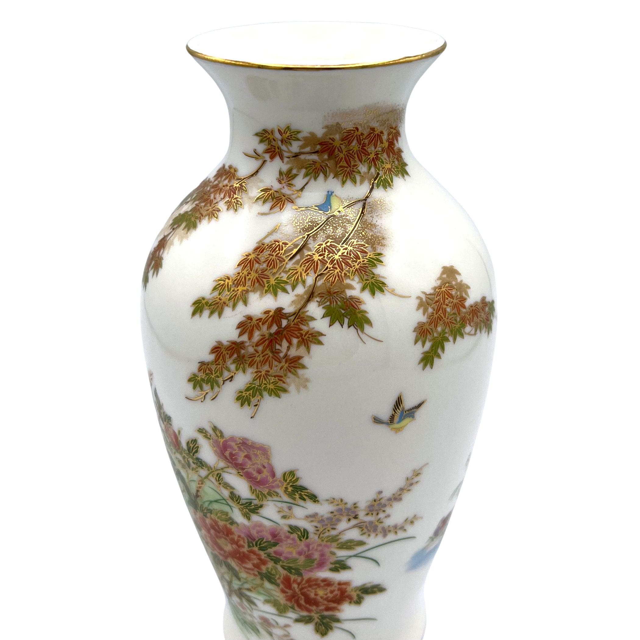 Asian Peony Necklace handmade from Upcycled Japanese Chinoiserie Vase, Romantic 12th Anniversary Imari Porcelain Jewelry Gift Idea for Her