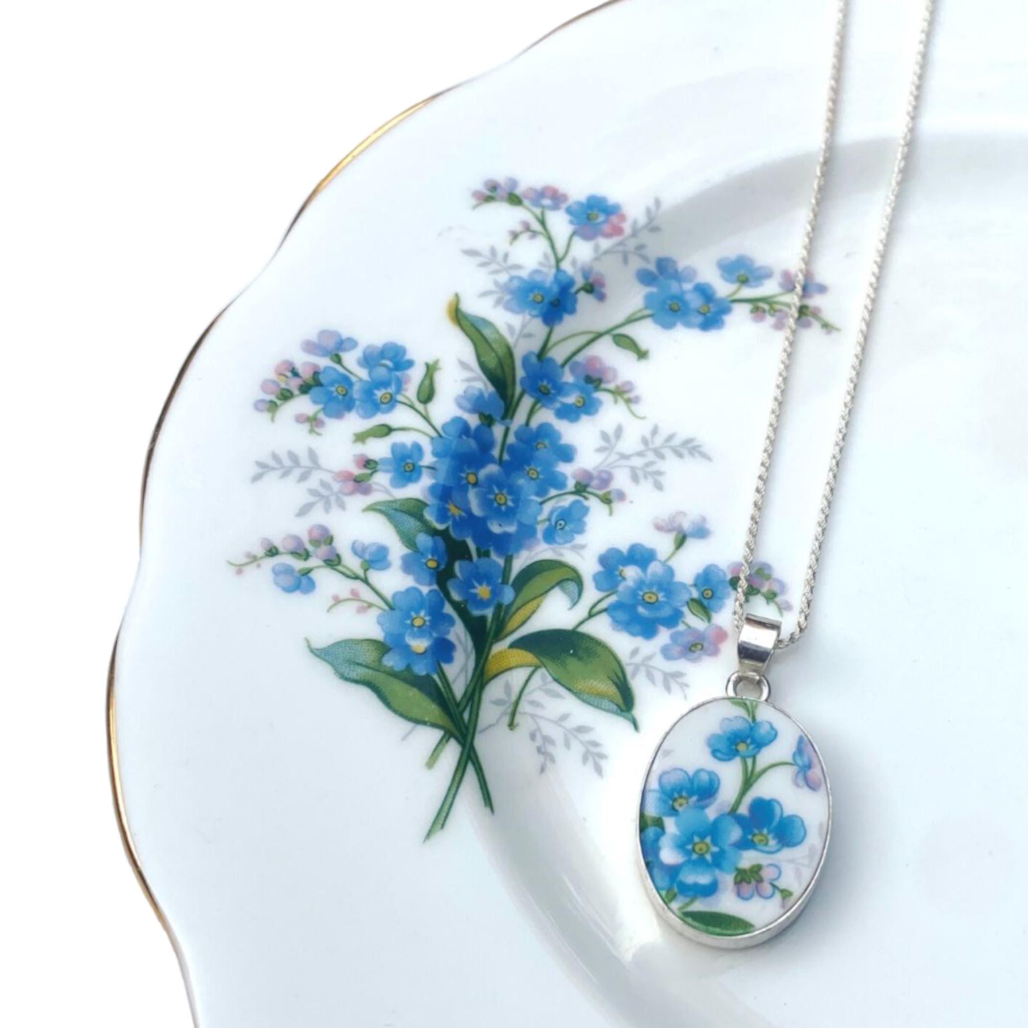 Royal Albert Forget Me Not China Jewelry, Thoughtful Gifts for Wife This Valentines Day, Romantic 20th Anniversary Vintage China Gifts