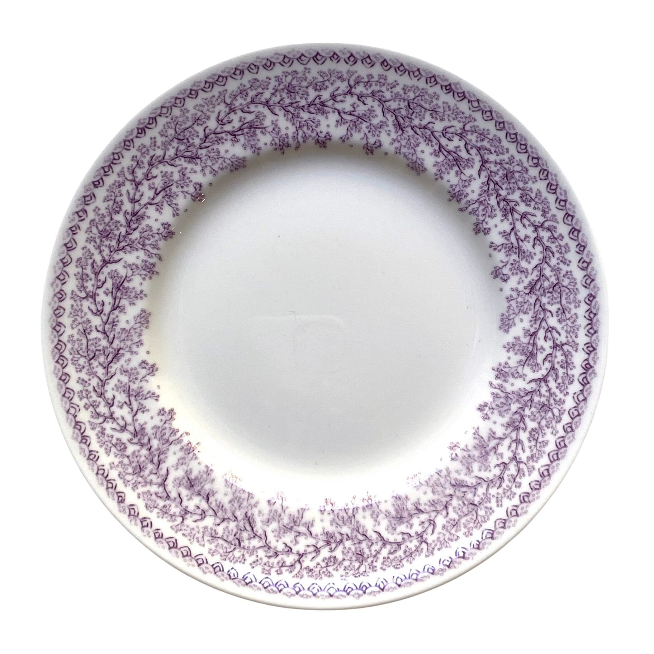 Dainty Purple Floral China Dangle Earrings handmade with Wedgwood China & Freshwater Pearl Clusters, Broken China Jewelry Gift for Women