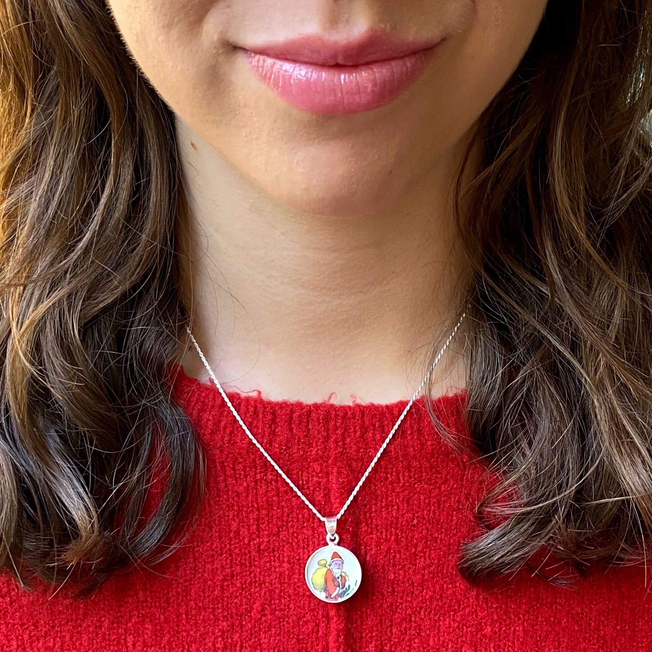 Spode Christmas Tree Broken China Pendants Handmade with Holiday China & Sterling Silver, Unique China Jewelry Gift for This Christmas 2022