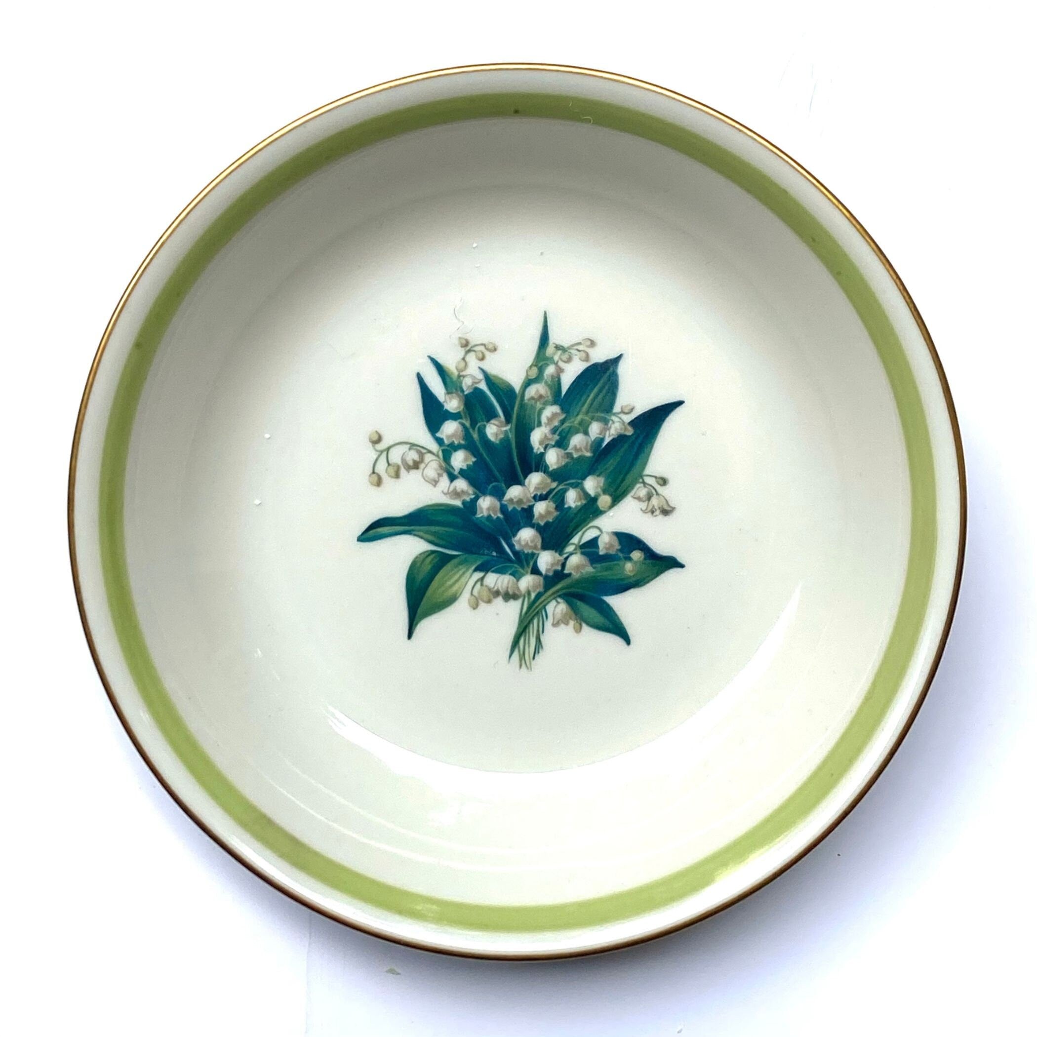 Vintage Lily of the Valley China Earrings handmade with Repurposed China & Emerald Swarovski, Broken China Jewelry for Her May Birthday Gift