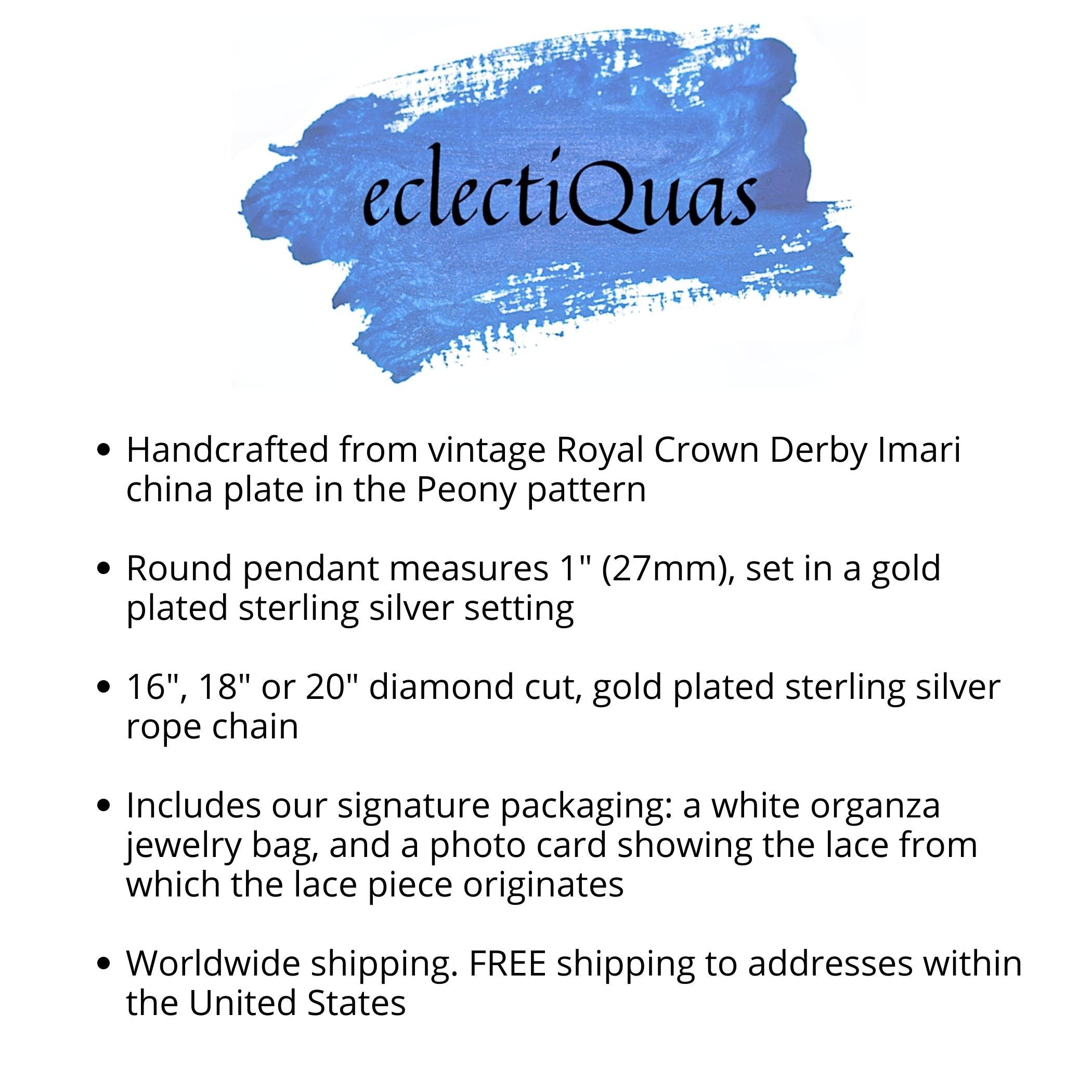 Bold Artisan Porcelain Necklace handmade with Royal Crown Derby Imari China, Upcycled Statement Jewelry Gift for Her 18th Anniversary Gift