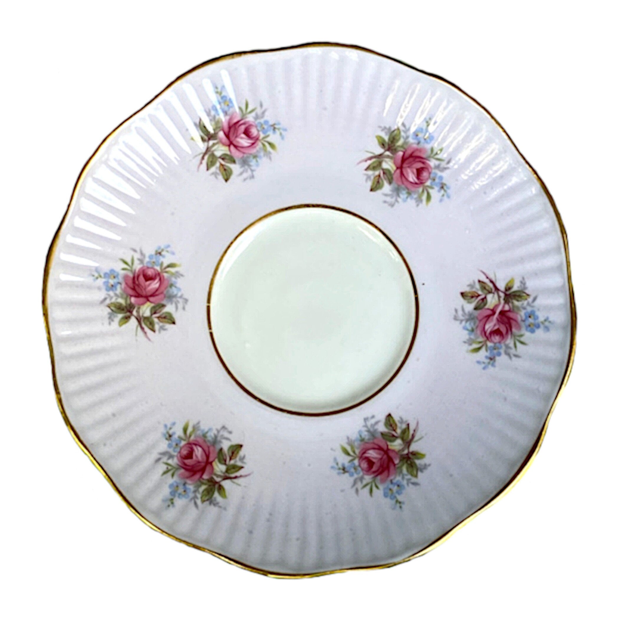 Forget Me Not Flower & Rose China Necklace with Upcycled Porcelain Oval Pendant, Romantic Rose Floral Broken China Jewelry Gift for Women